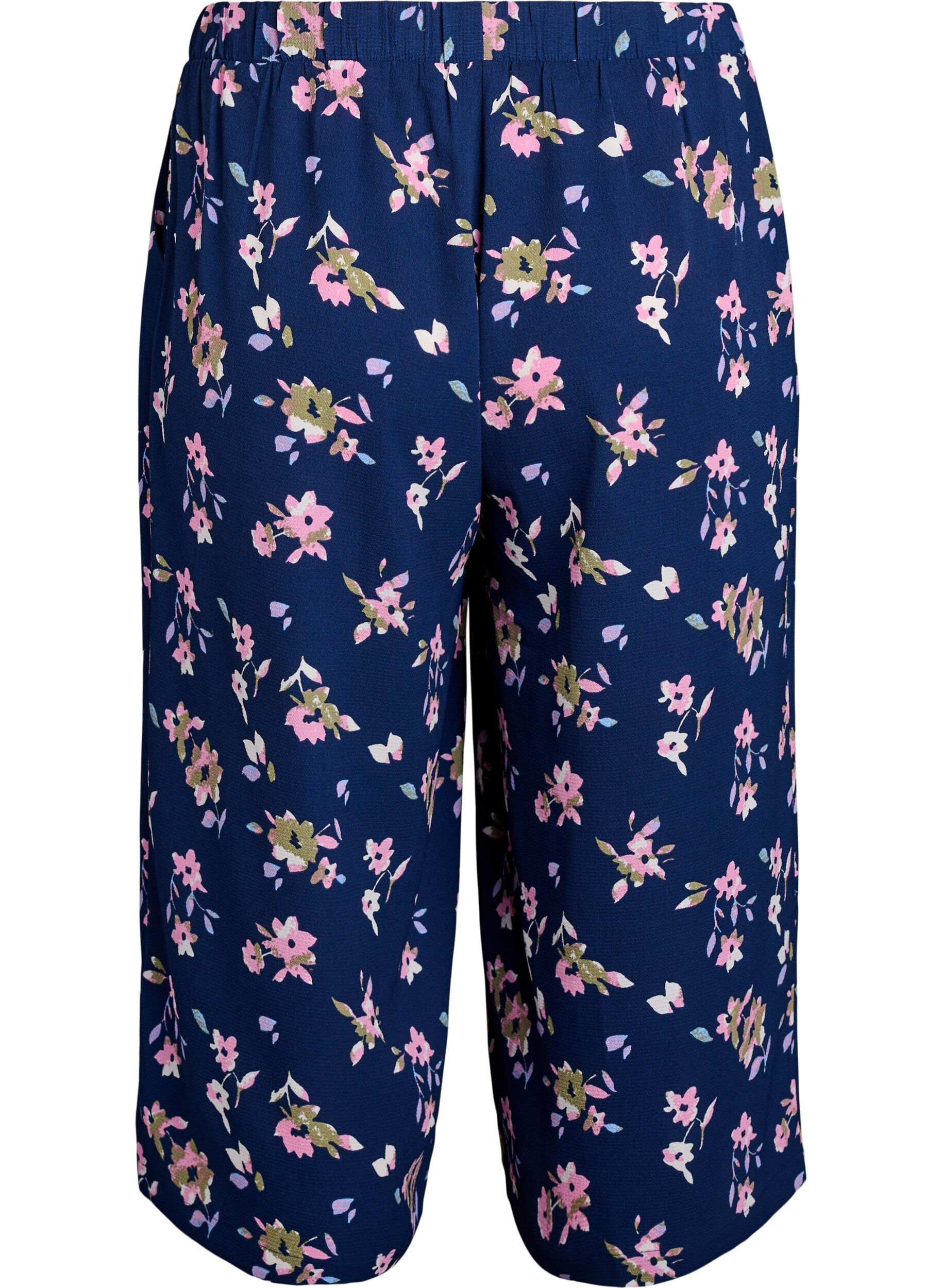 Zizzi Pantalon ample avec imprim&eacute;, Bleu, Packshot image number 1
