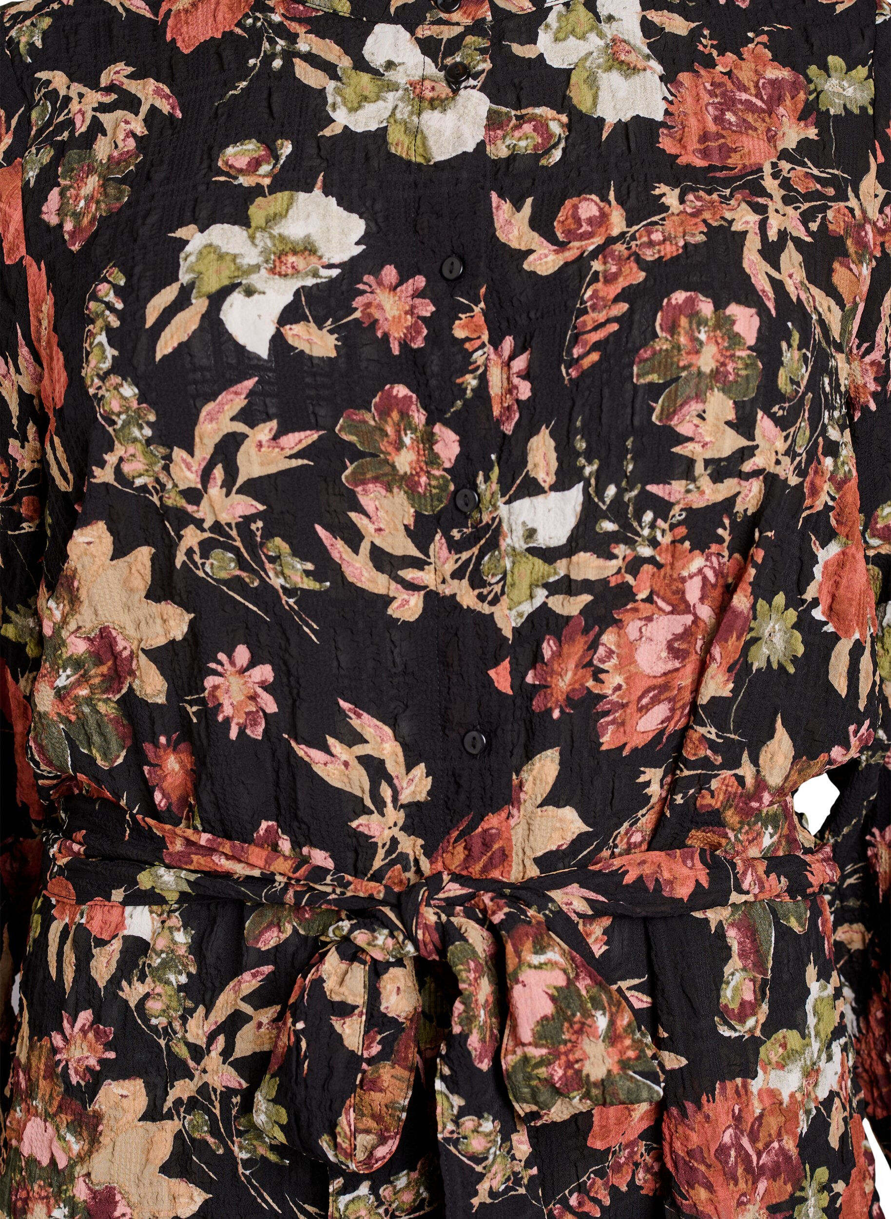 Zizzi Robe midi &agrave; imprim&eacute; floral avec ceinture amovible &agrave; nouer, Charbon, Packshot image number 2