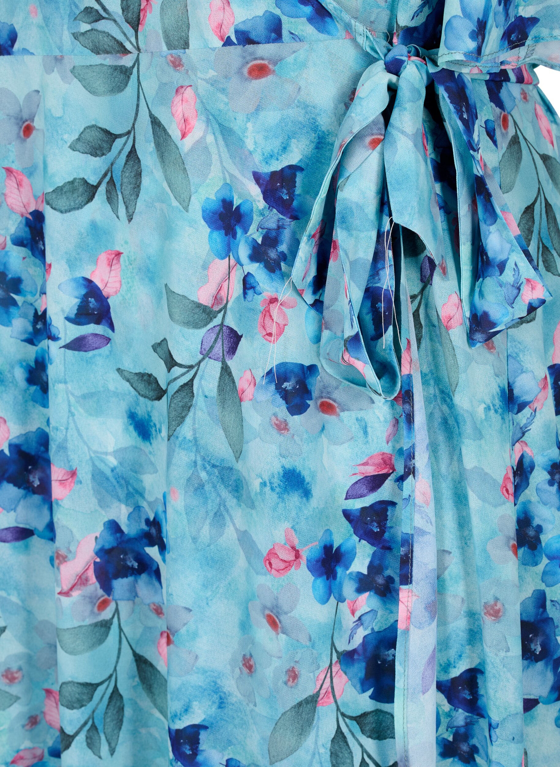 Zizzi Robe portefeuille &agrave; manches courtes avec imprim&eacute; floral, Trellis AOP, Packshot image number 3