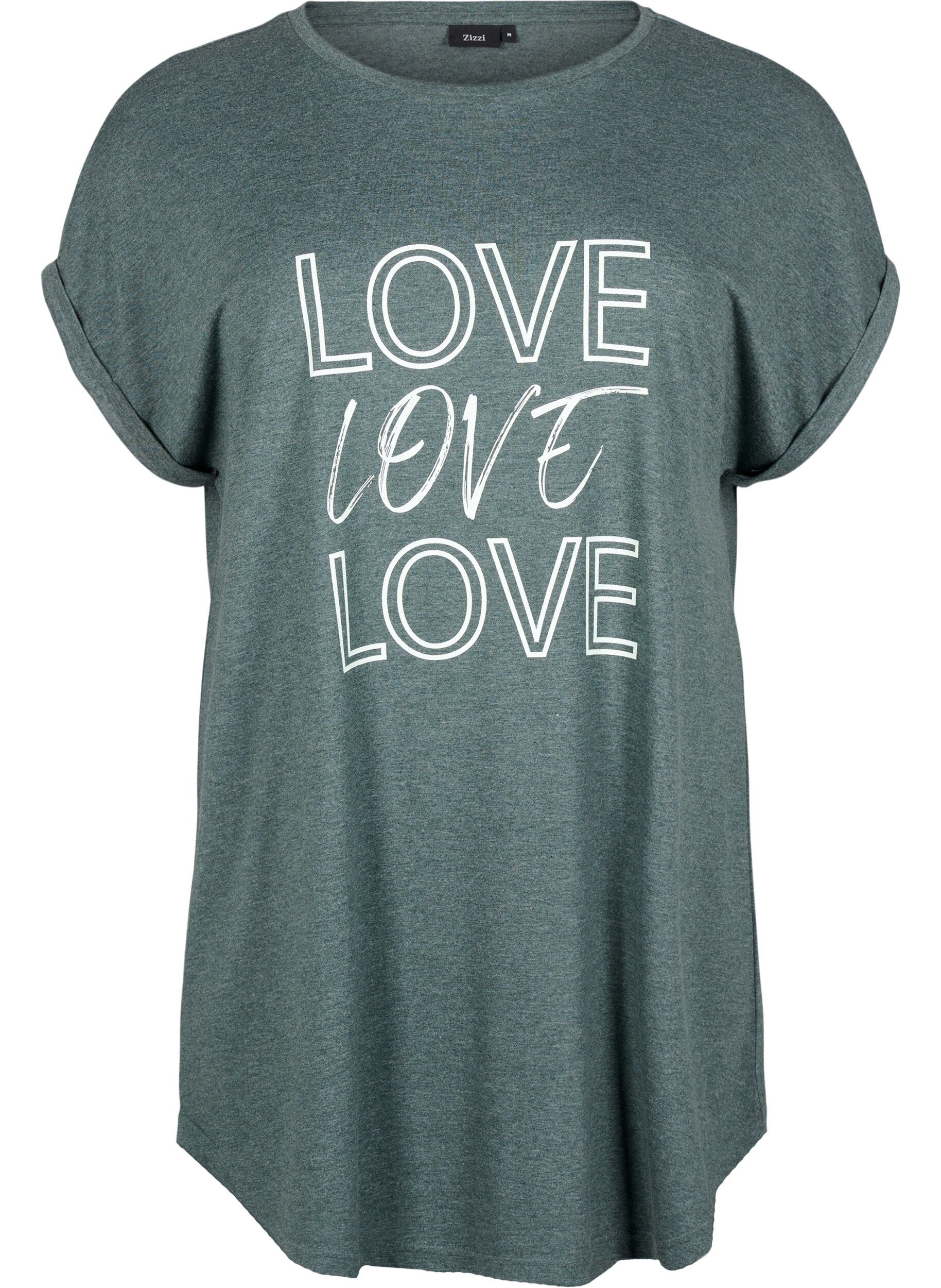 Zizzi Kurz&auml;rmliges Nachthemd mit Textdruck, , Packshot image number 0