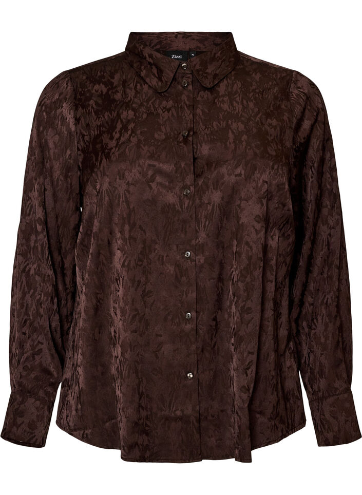 Bluse mit Ton-in-Ton-Paisleymuster, Braun, Packshot image number 0