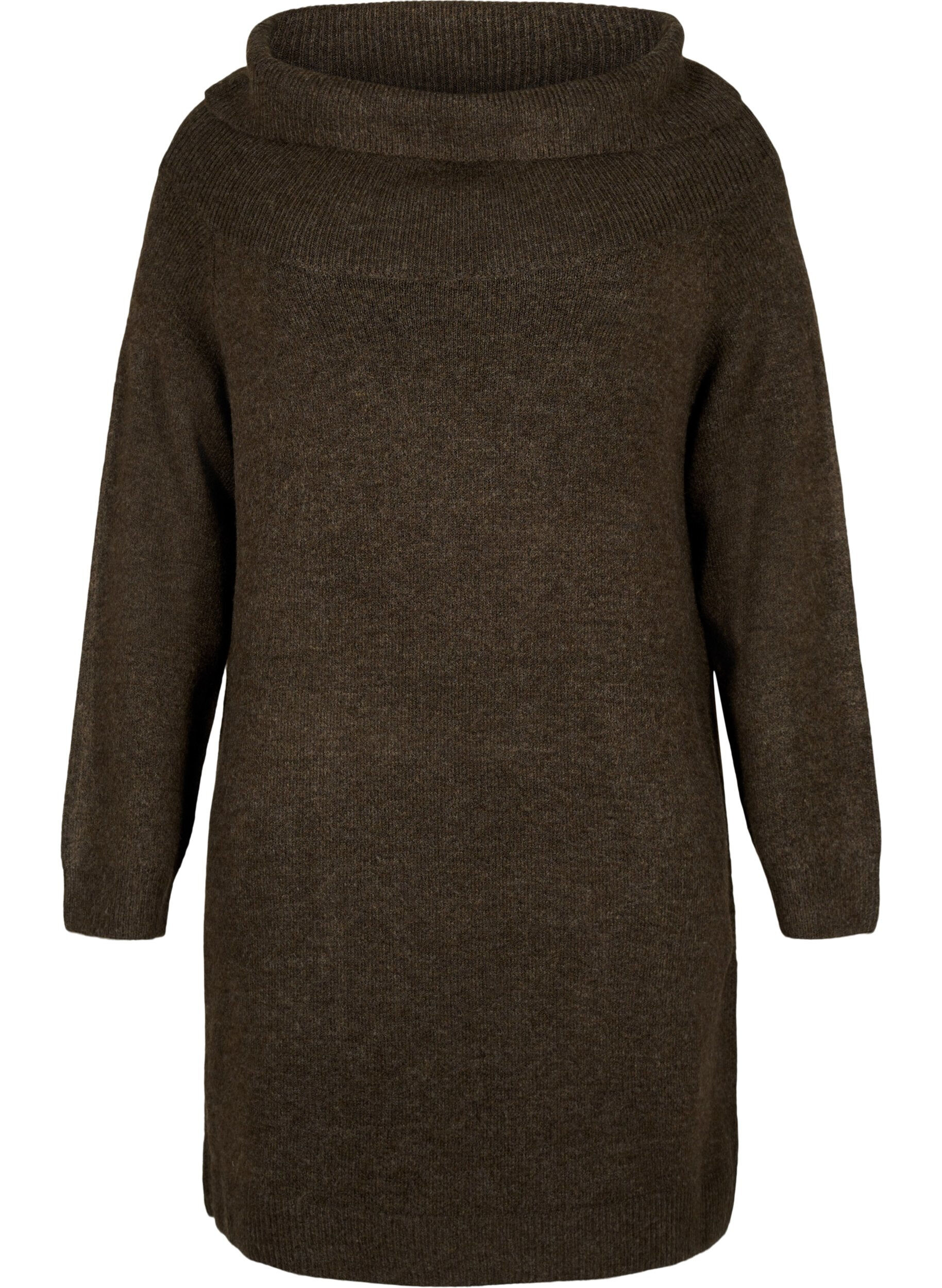 Zizzi Robe tricot en m&eacute;lange, Demitasse Mel., Packshot image number 0