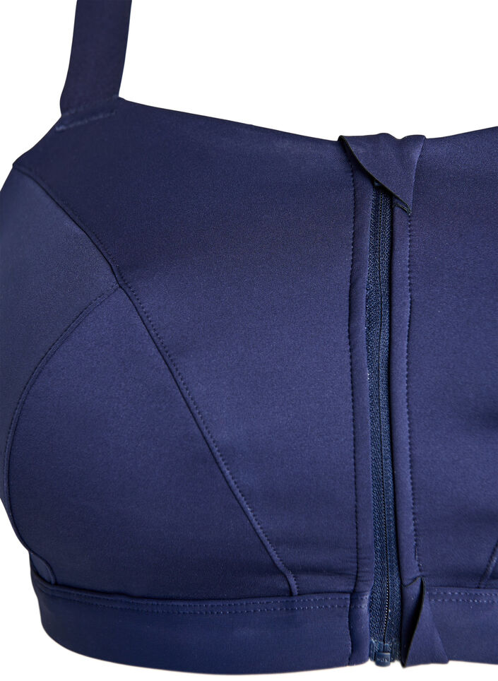 Sport-BH mit Vorderverschluss und hohem Halt, Blau, Packshot image number 2