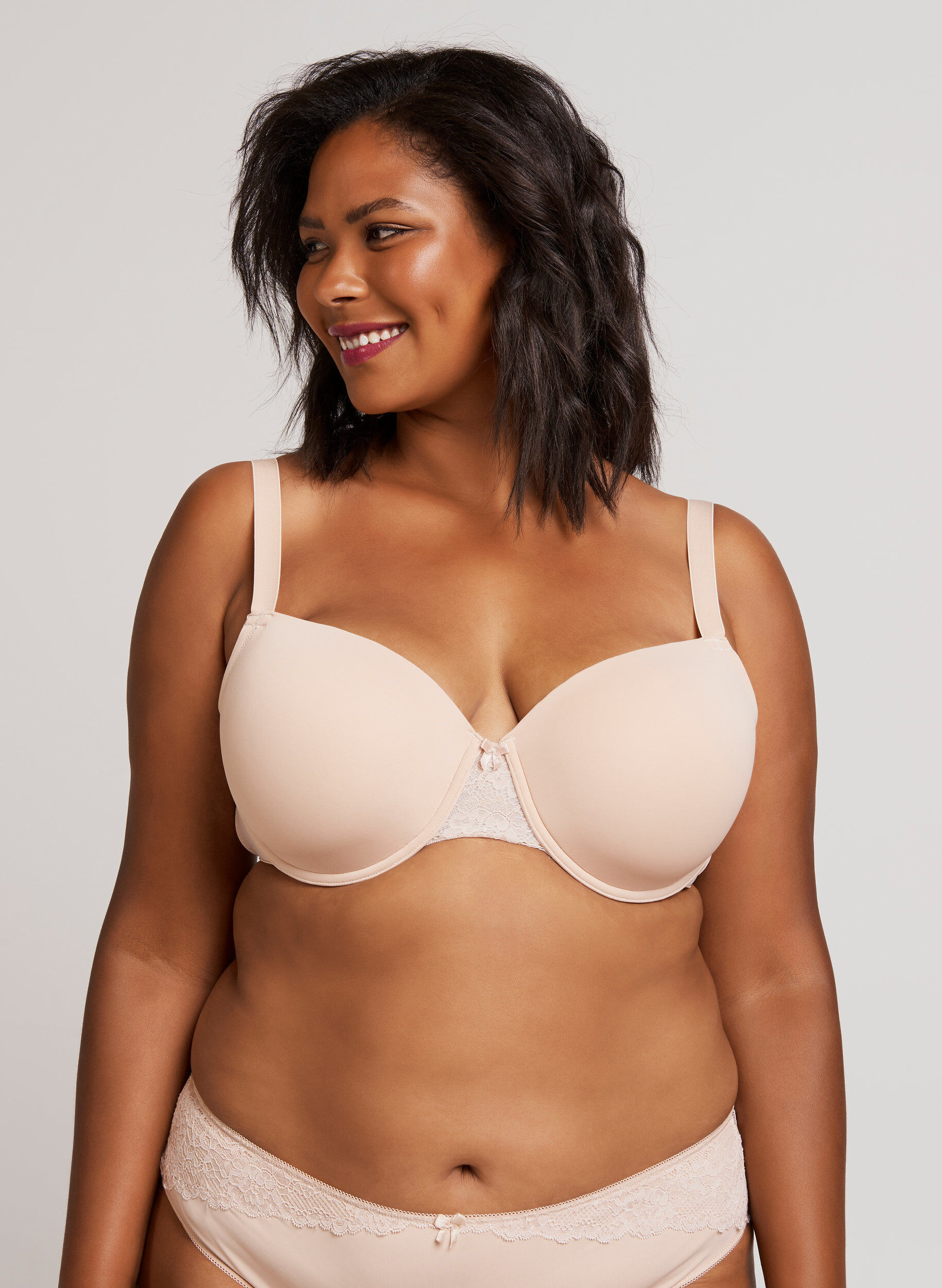 Zizzi Geformter BH mit Mesh, Beige, Model image number 3
