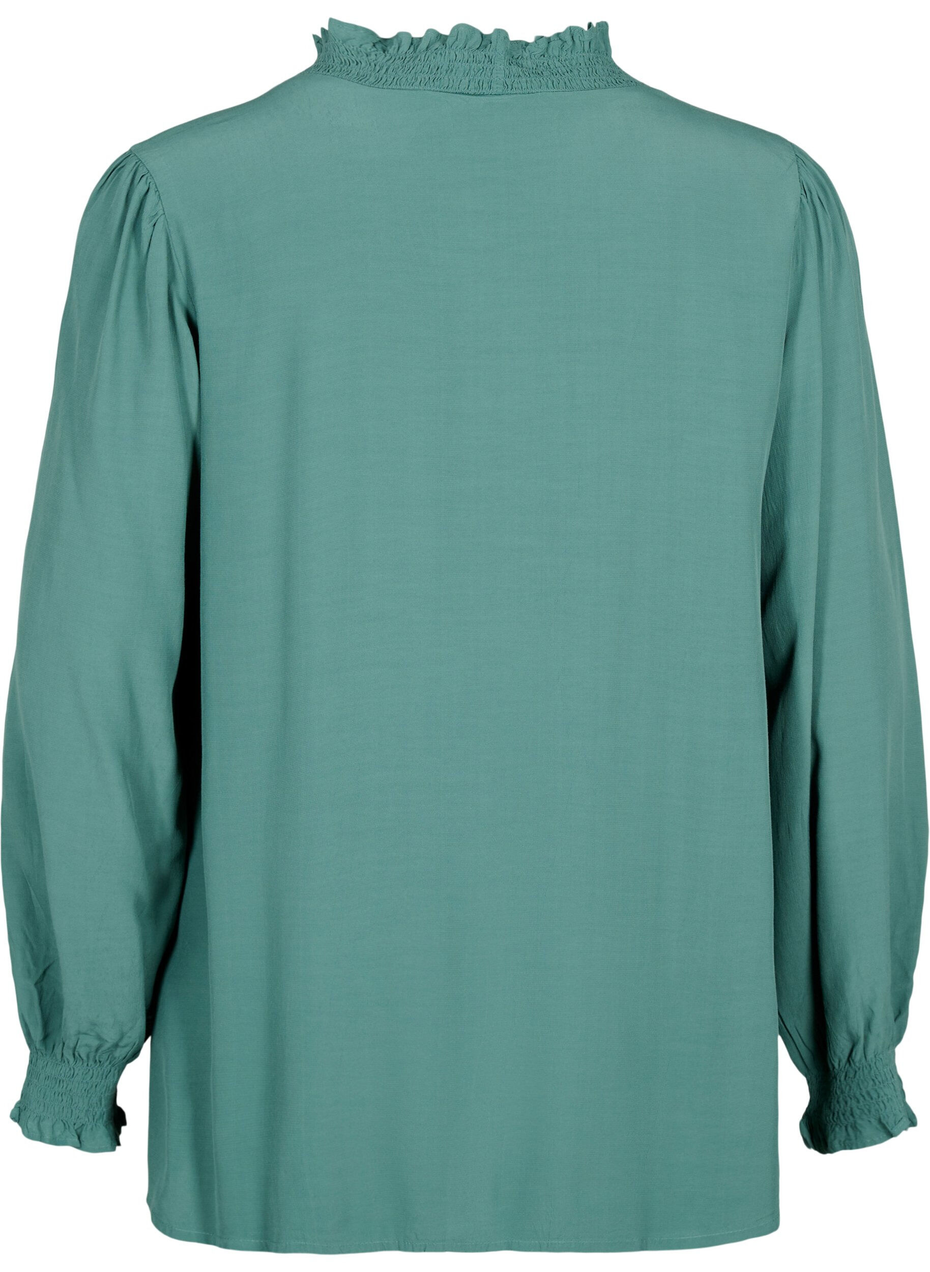 Zizzi Lang&auml;rmlige Bluse aus Viskose, Sea Pine, Packshot image number 1
