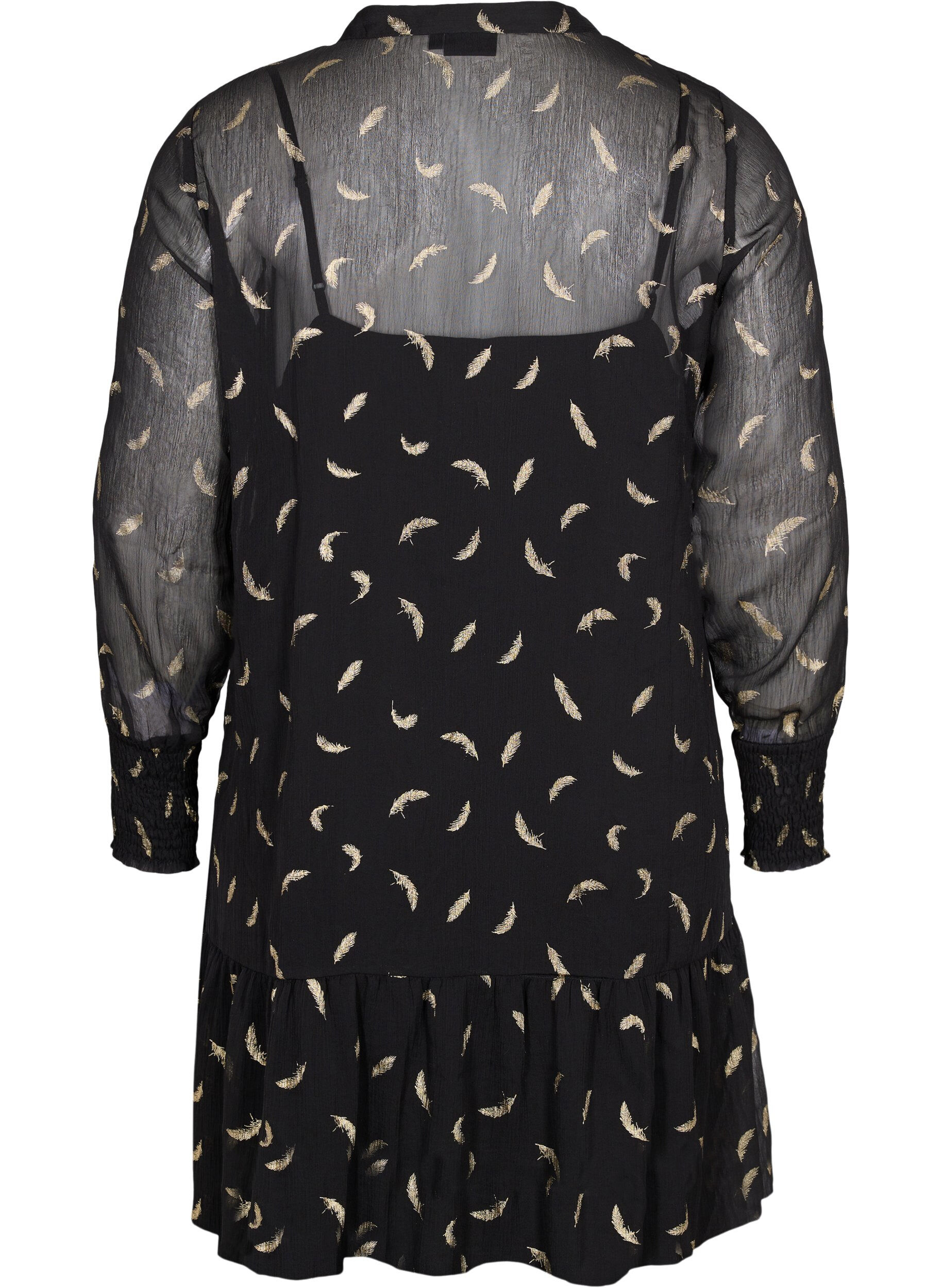 Zizzi Robe trap&egrave;ze &agrave; d&eacute;tail smock , Black, Packshot image number 1