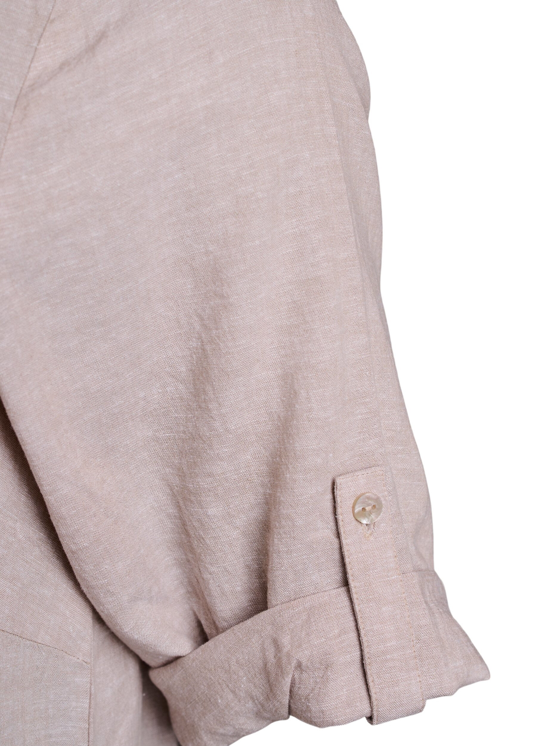 Zizzi Tunique coupe trap&egrave;ze en lin et viscose, Beige, Packshot image number 3