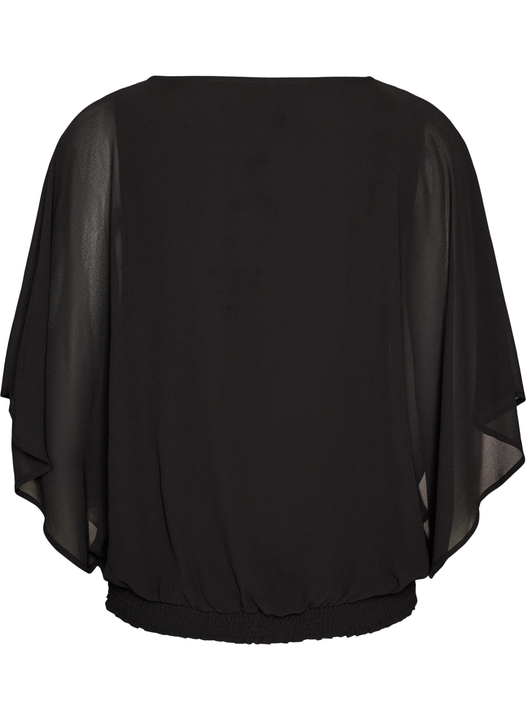 ZizziChiffonbluse mit Balloneffekt, Schwarz, Packshot image number 1