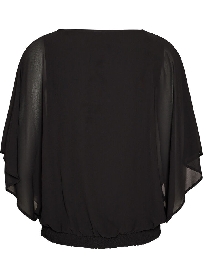 Chiffonbluse mit Balloneffekt, Schwarz, Packshot image number 1