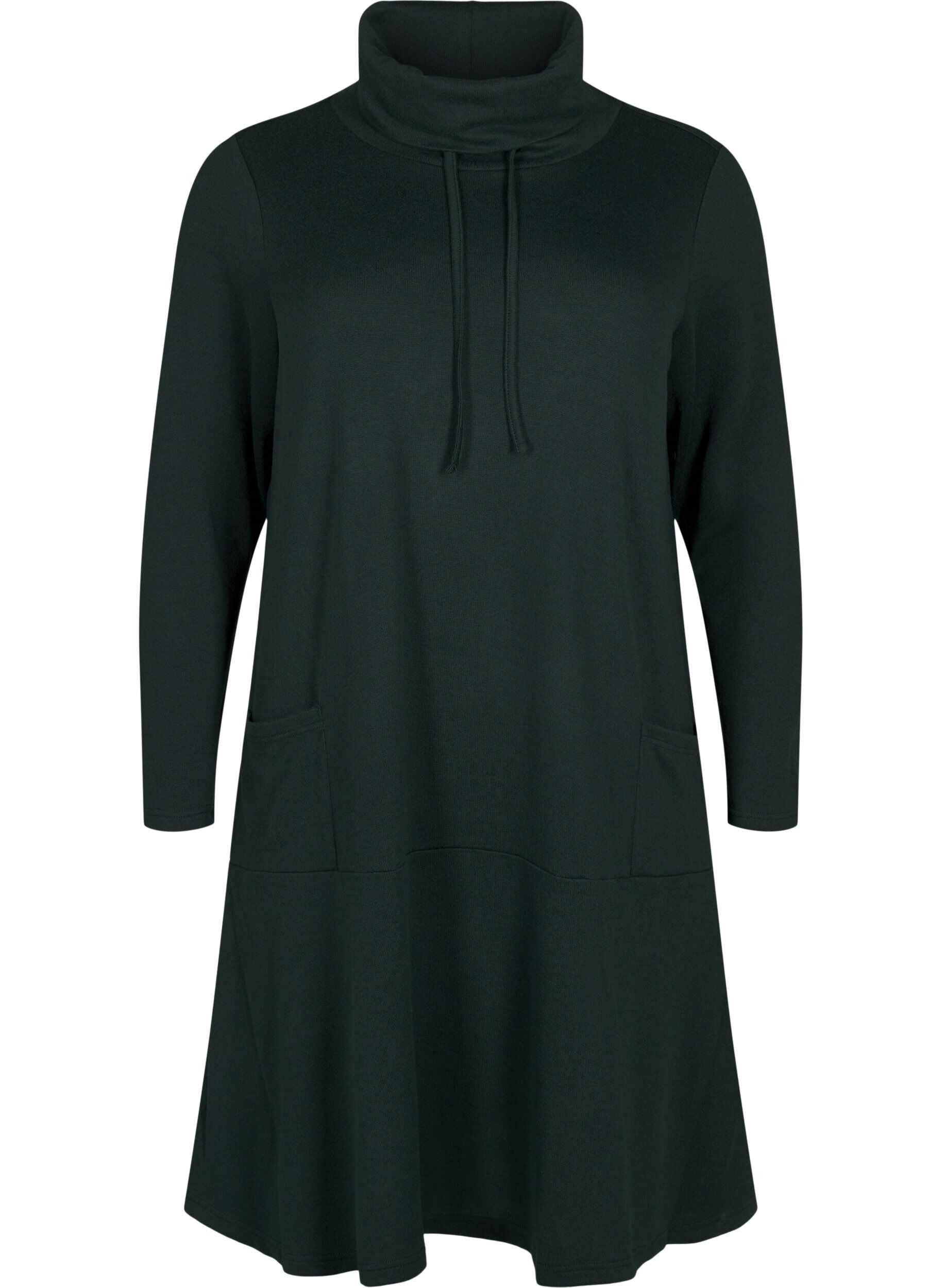 Zizzi Robe en jersey avec col montant et poches, Vert fonc&eacute;, Packshot image number 0