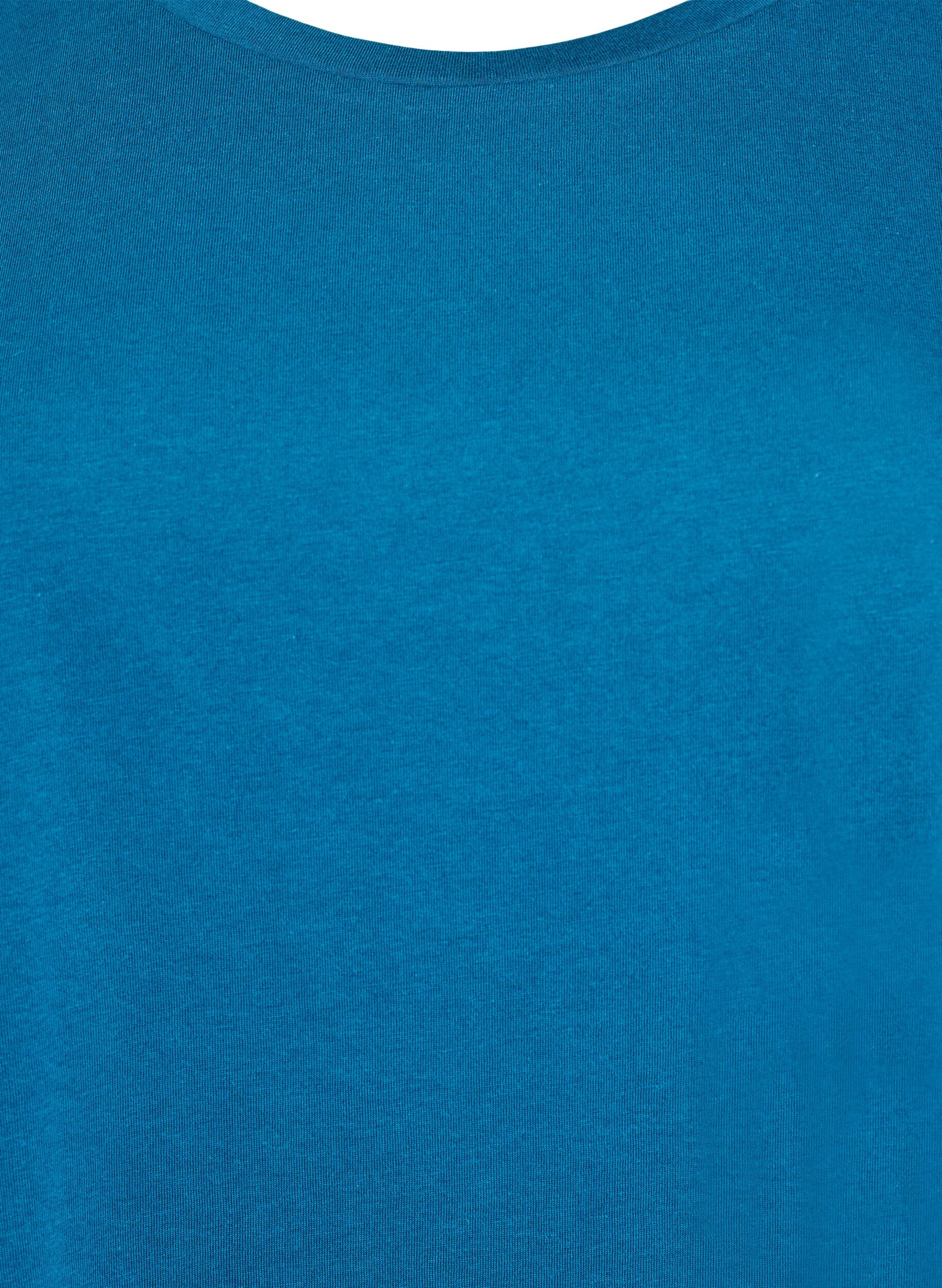 ZizziKurz&auml;rmeliges T-Shirt aus einer Baumwollmischung, Petrol, Packshot image number 2