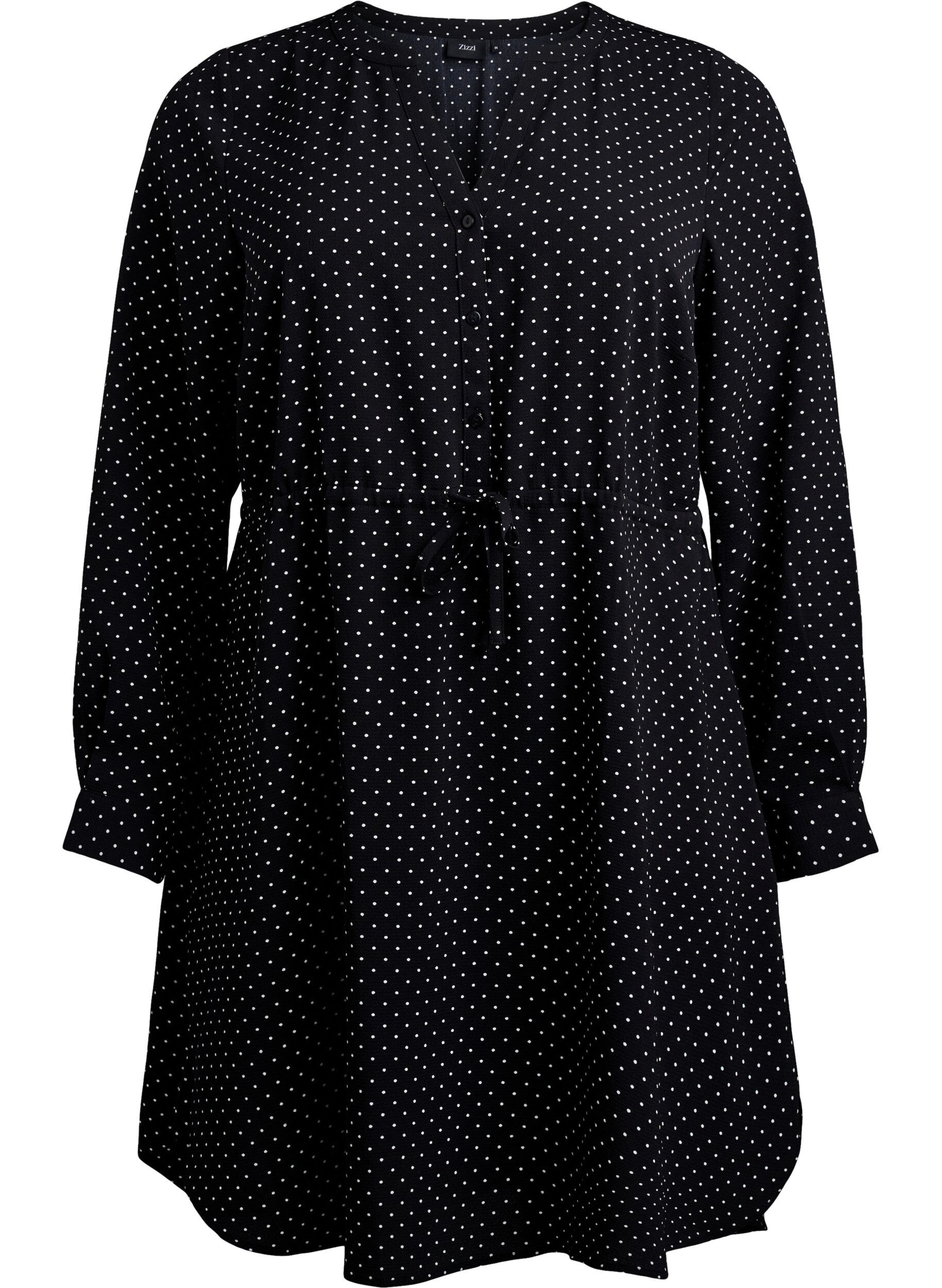 Zizzi Robe mi-longue avec ceinture &agrave; nouer, Noir, Packshot image number 0