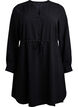 Knielanges Kleid mit Bindegürtel, Schwarz, Packshot image number 0