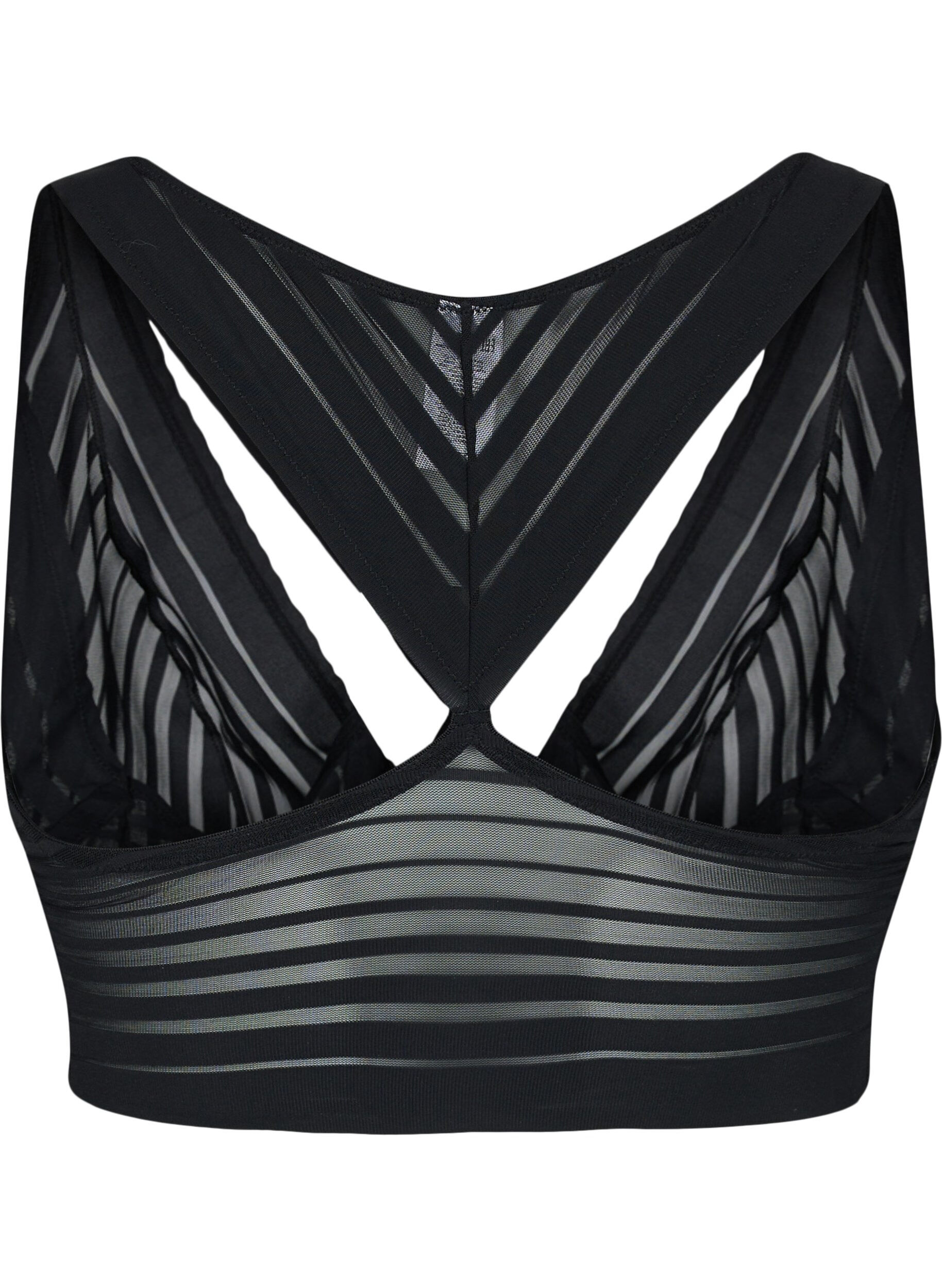 Zizzi Soutien-gorge en mesh ray&eacute;, Black, Packshot image number 1