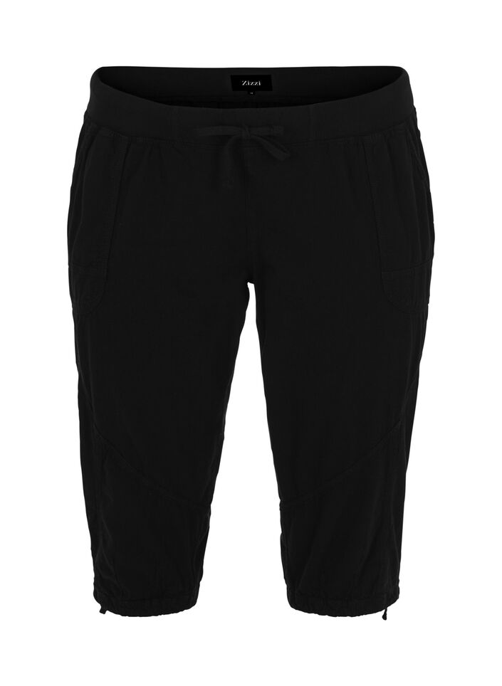 Pantacourt en coton, Noir, Packshot image number 0