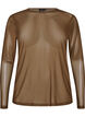 Blouse en mesh &agrave; manches longues, Marron, Packshot image number 0