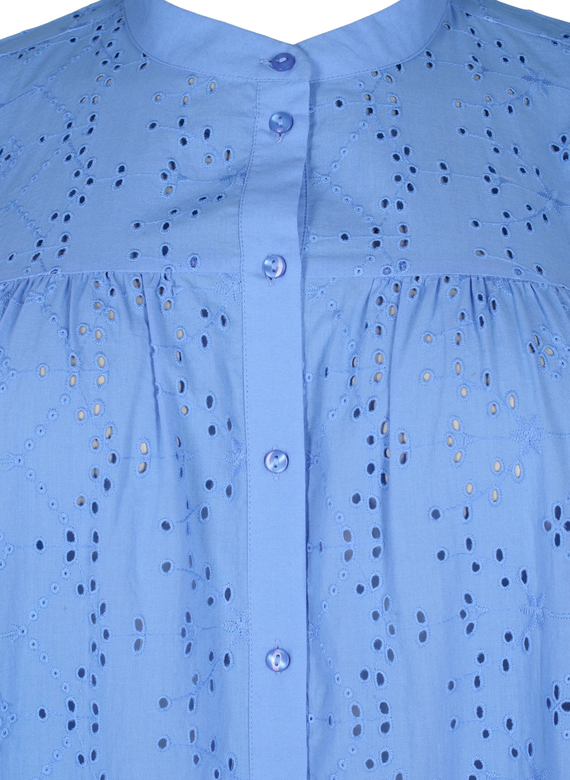 Zizzi Robe chemise en coton &agrave; broderie anglaise, Marina, Packshot image number 2