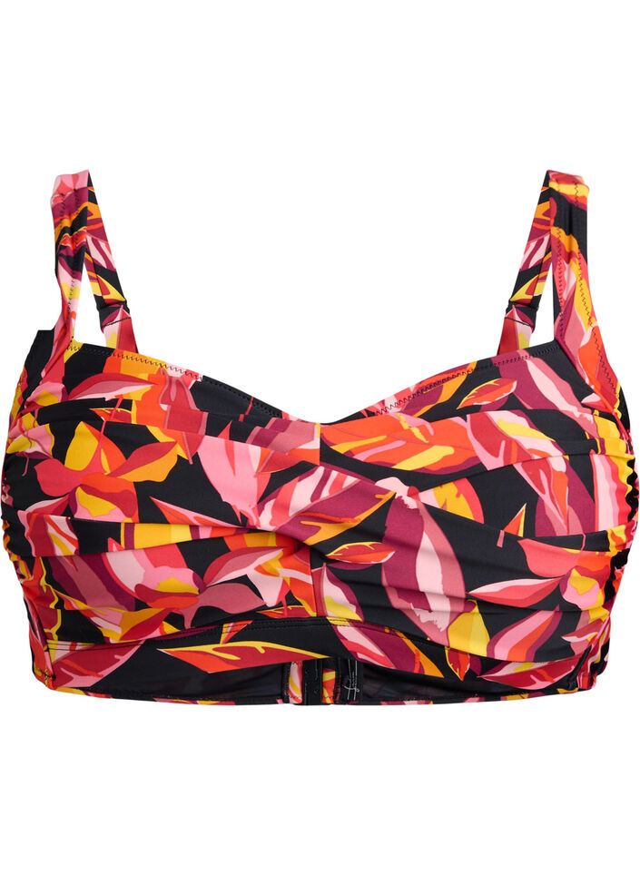 Wattierter Bikini-Oberteil mit Print, Rot, Packshot image number 0