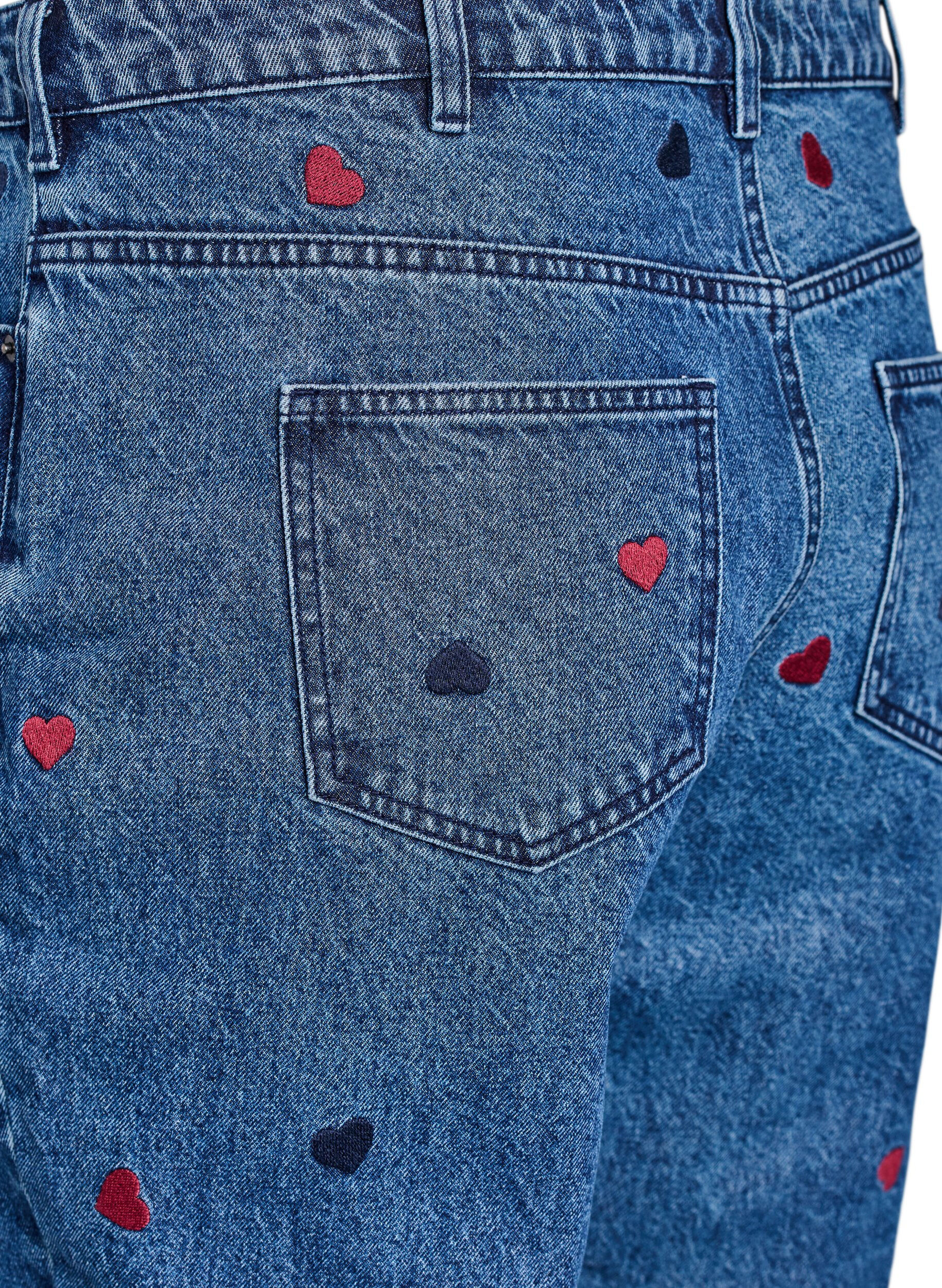 Zizzi Jeans Mille coupe Mom avec broderies, Bleu, Packshot image number 3
