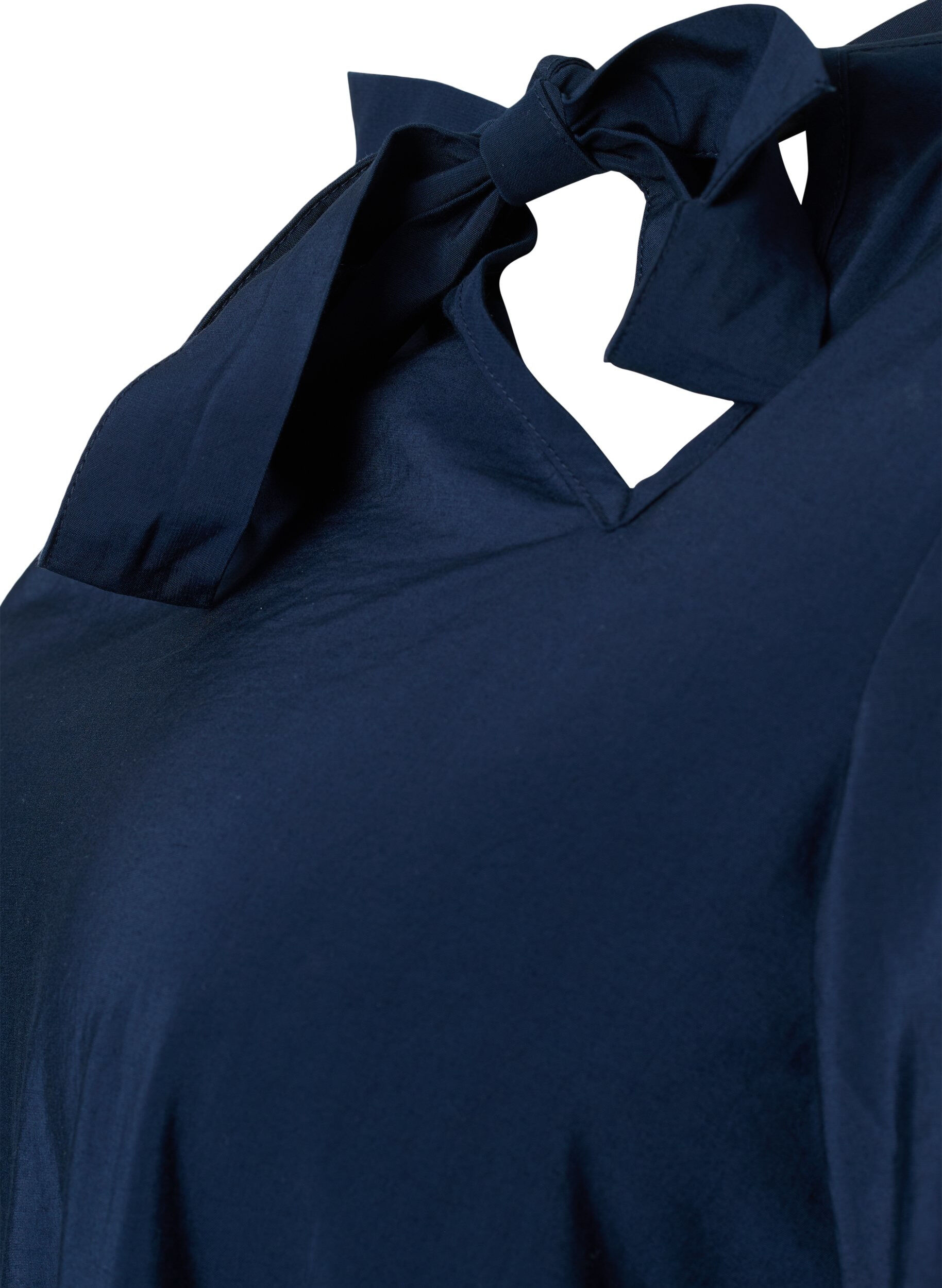 Zizzi Robe &agrave; manches longues en viscose avec un n&oelig;ud, Total Eclipse, Packshot image number 2