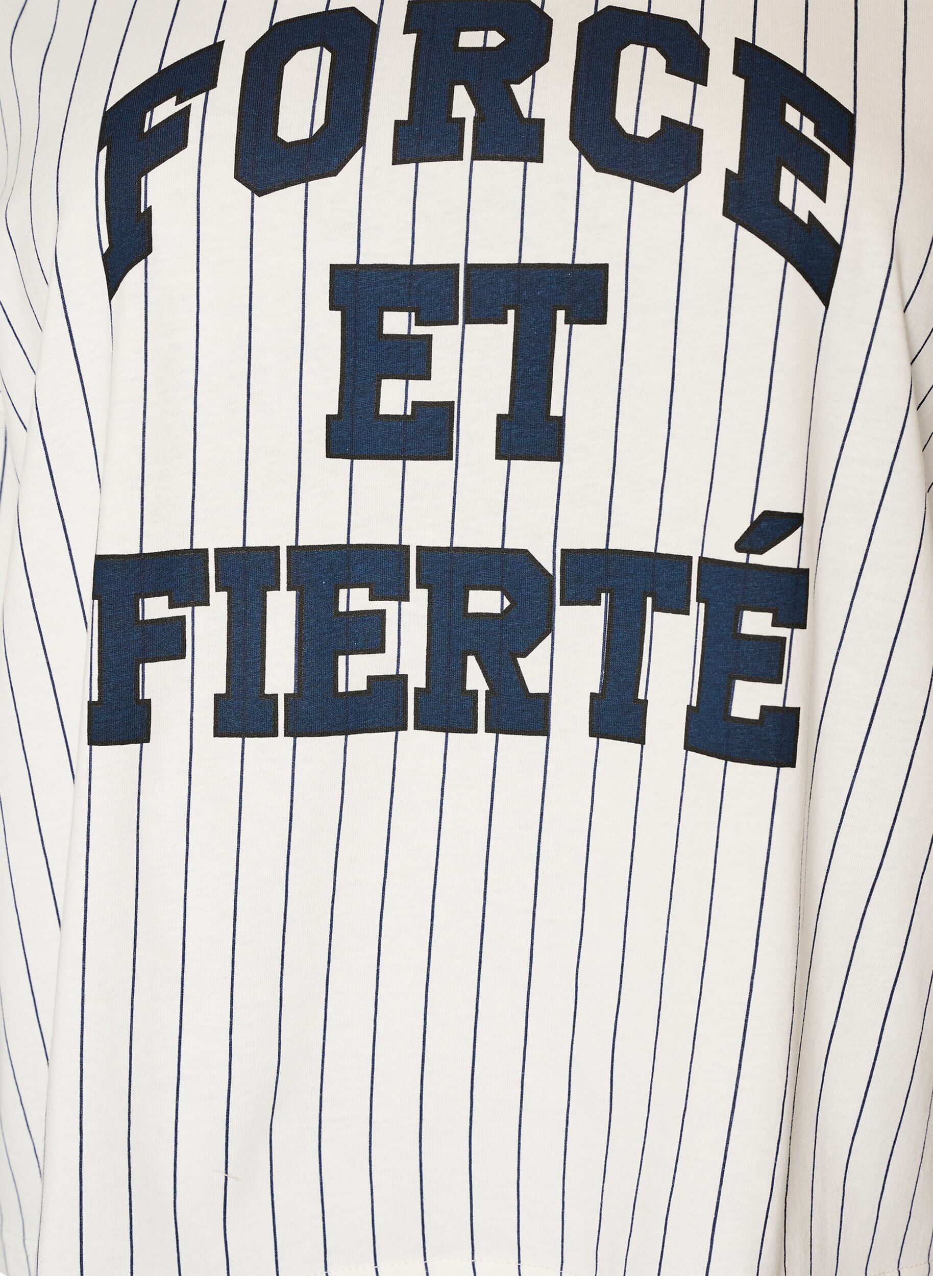 ZizziT-shirt boxy &agrave; rayures avec imprim&eacute; statement, Blanc, Packshot image number 2