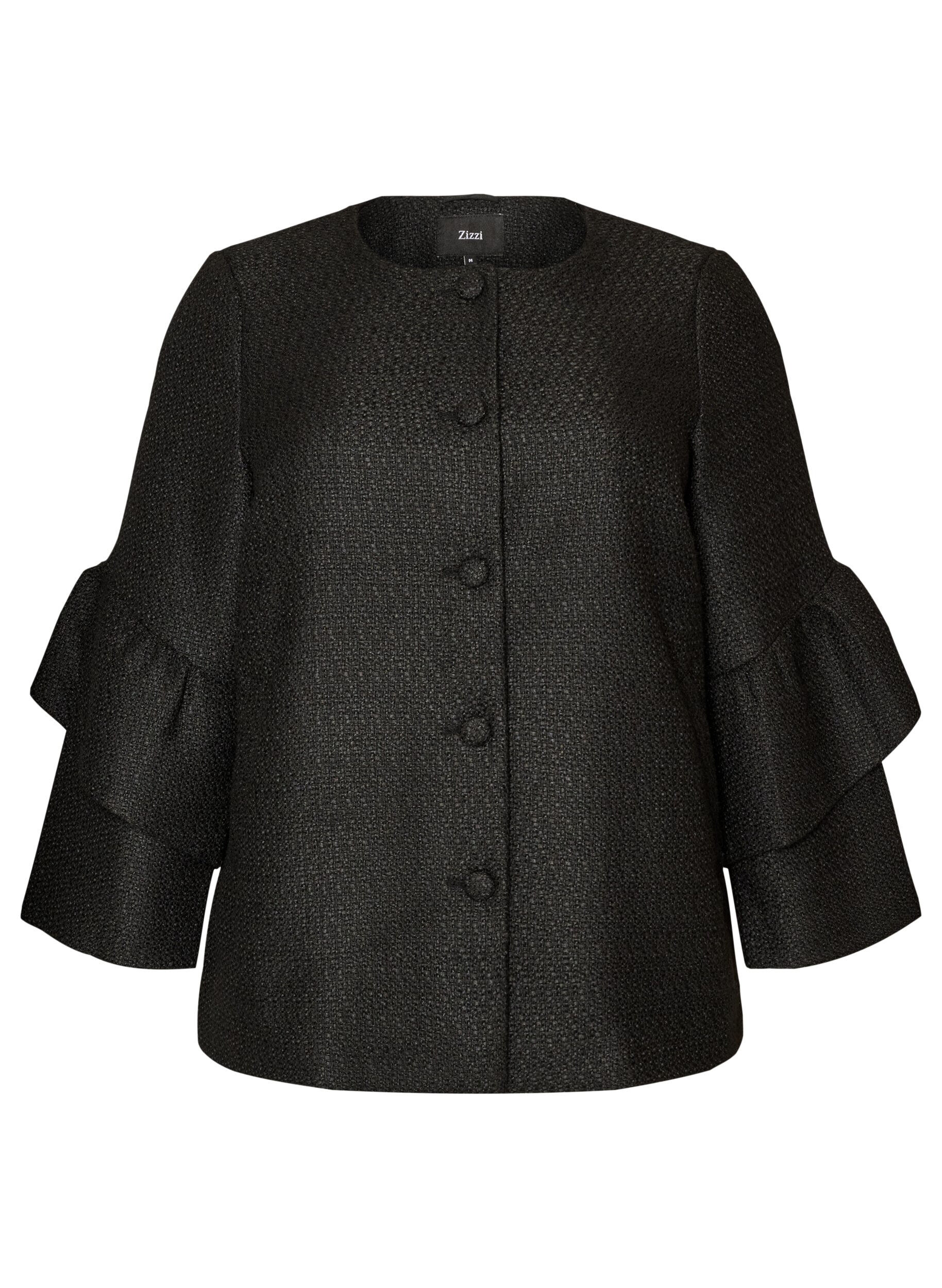 Veste boucl&eacute;e avec volants