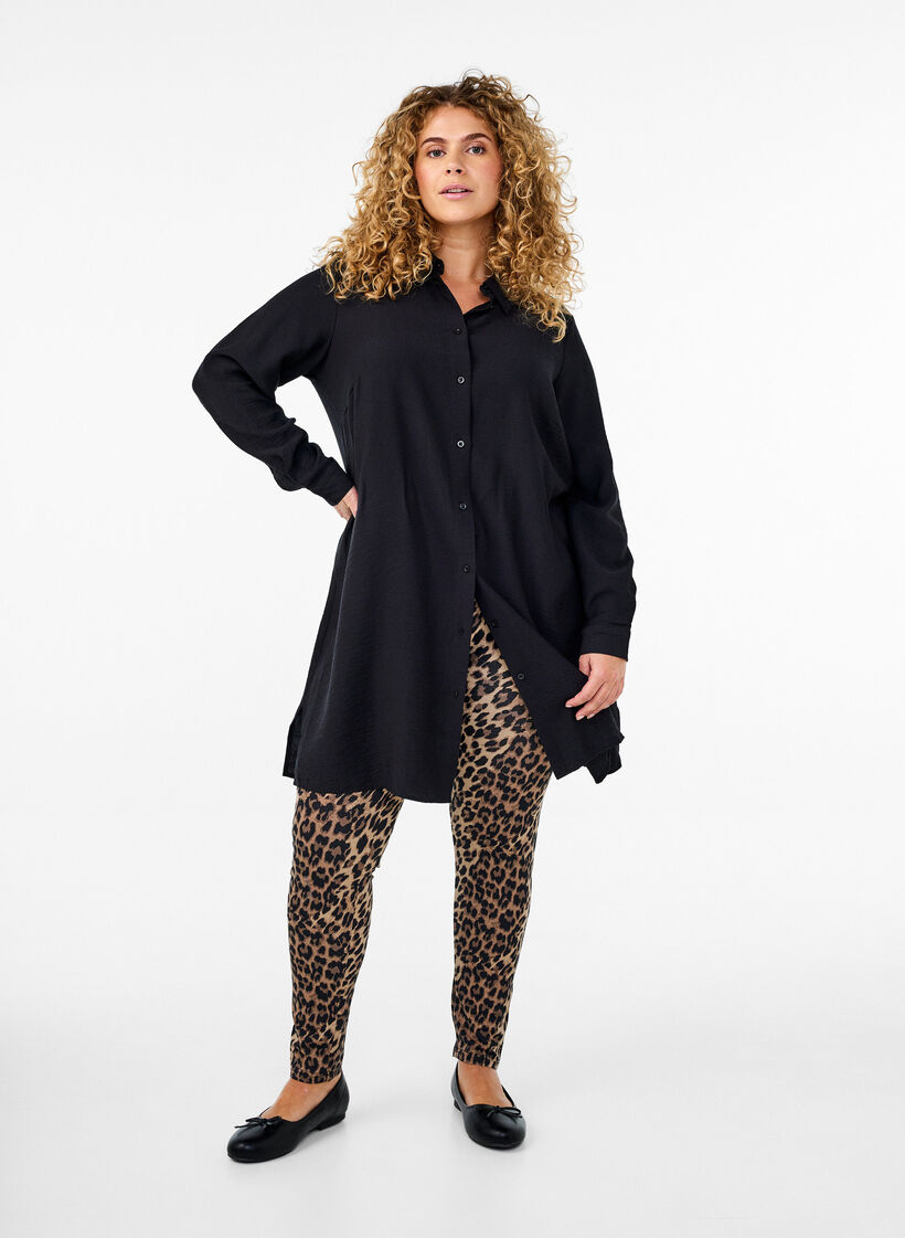 Viskose Leggings mit Leopardendruck, Braun, Model image number 1