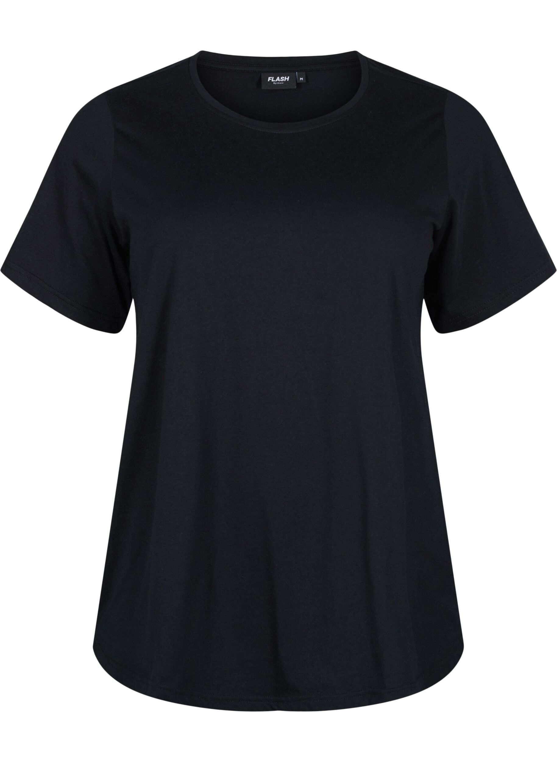 Zizzi FLASH - 2-pack t-shirts &agrave; col rond, Black/Black, Packshot image number 2