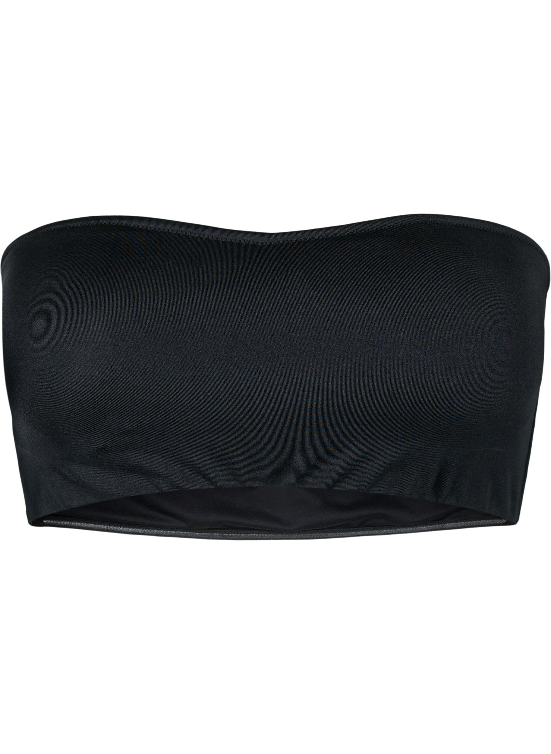 Zizzi Haut de bikini bandeau de couleur unie, Noir, Packshot image number 0
