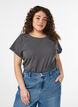 T-shirt &agrave; manches courtes en coton m&eacute;lang&eacute;, Gris anthracite, Model image number 0