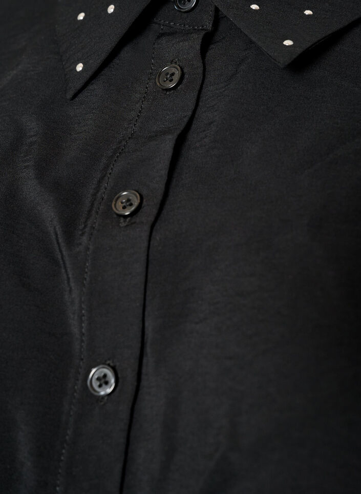 Krageneinsatz mit Strasssteinen und Kn&ouml;pfen, Schwarz, Packshot image number 2