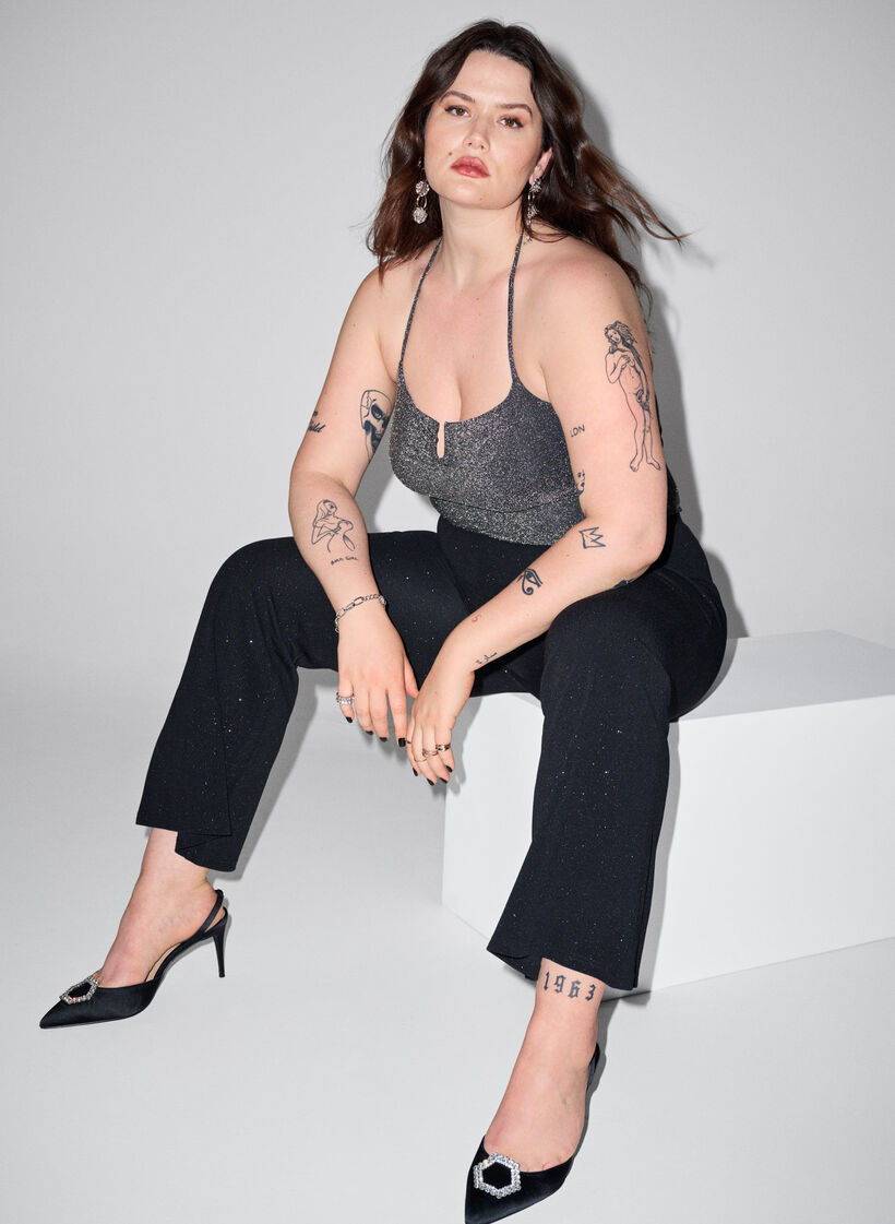 Silbernes ärmelloses Oberteil, Black Silver, Image image number 0