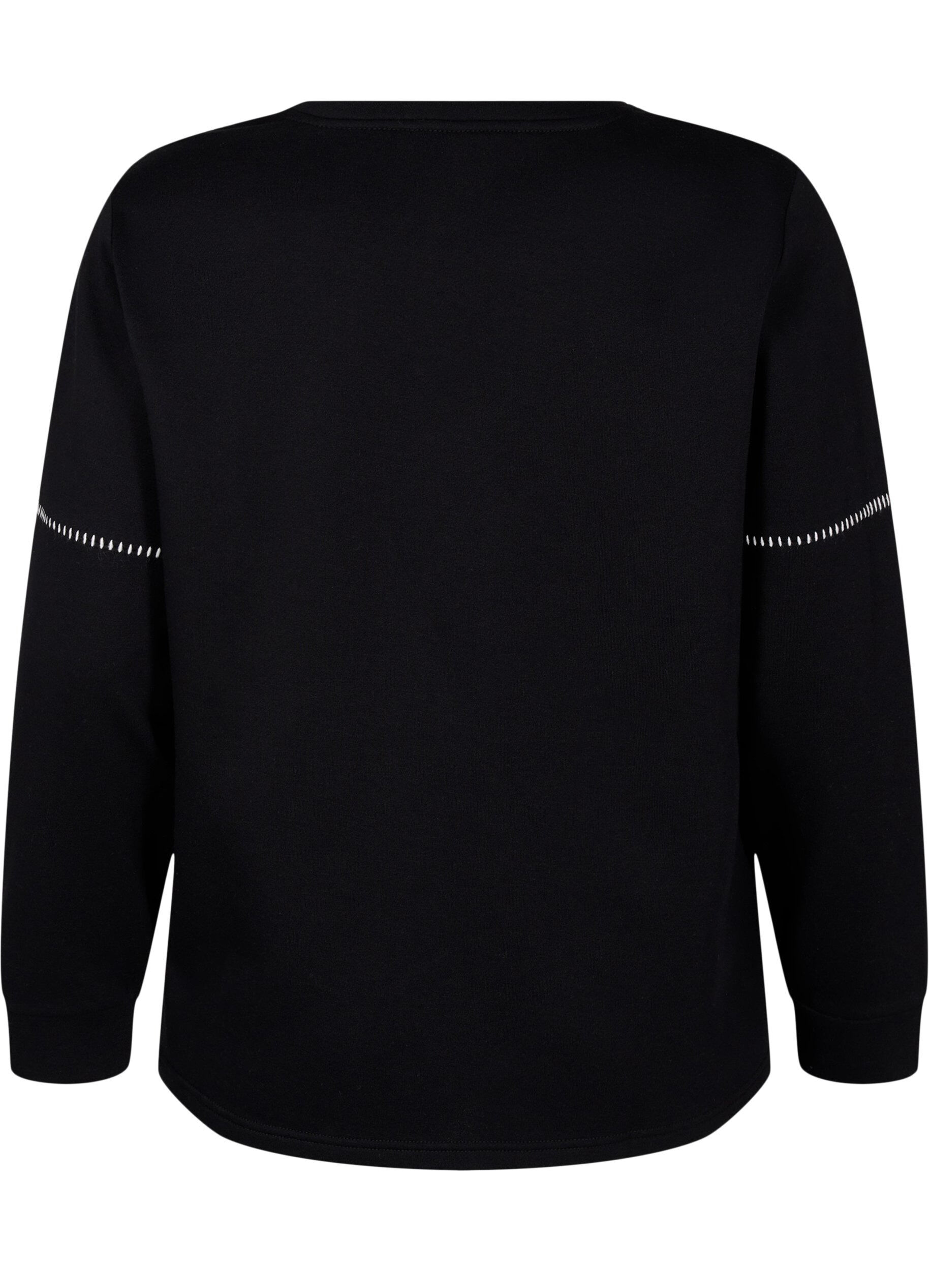 Zizzi Sweat-shirt avec coutures contrast&eacute;es, Black, Packshot image number 1