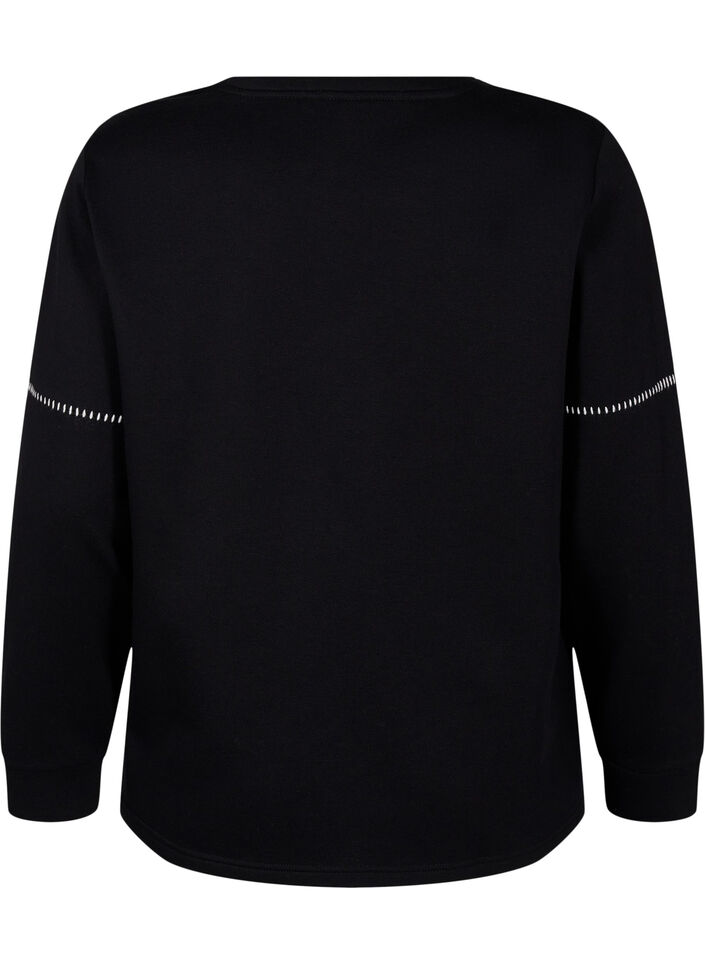Sweat-shirt avec coutures contrastées, Black, Packshot image number 1