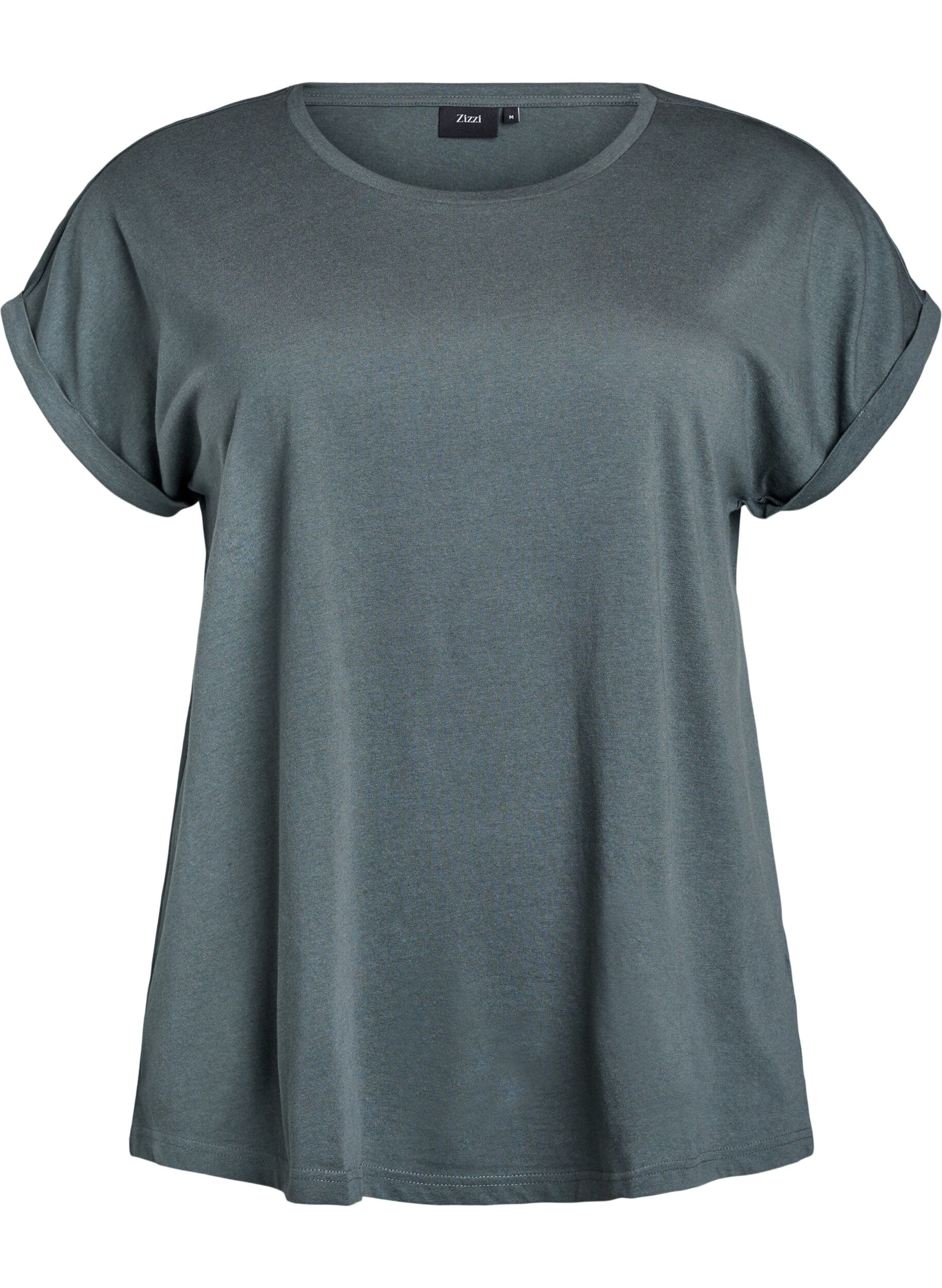T-shirt &agrave; manches courtes en coton m&eacute;lang&eacute;