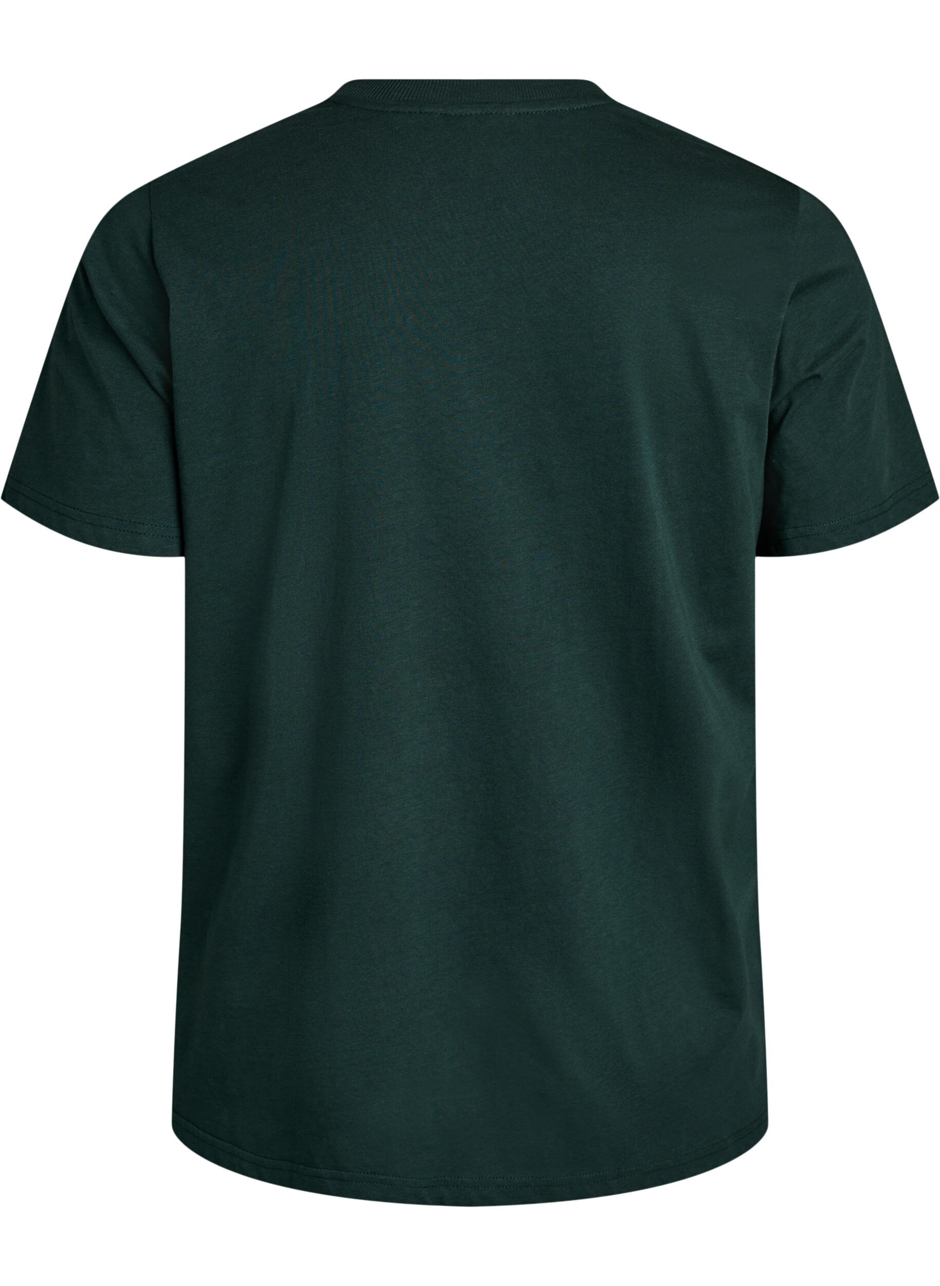 ZizziT-shirt basique en coton &agrave; col rond, Vert fonc&eacute;, Packshot image number 1