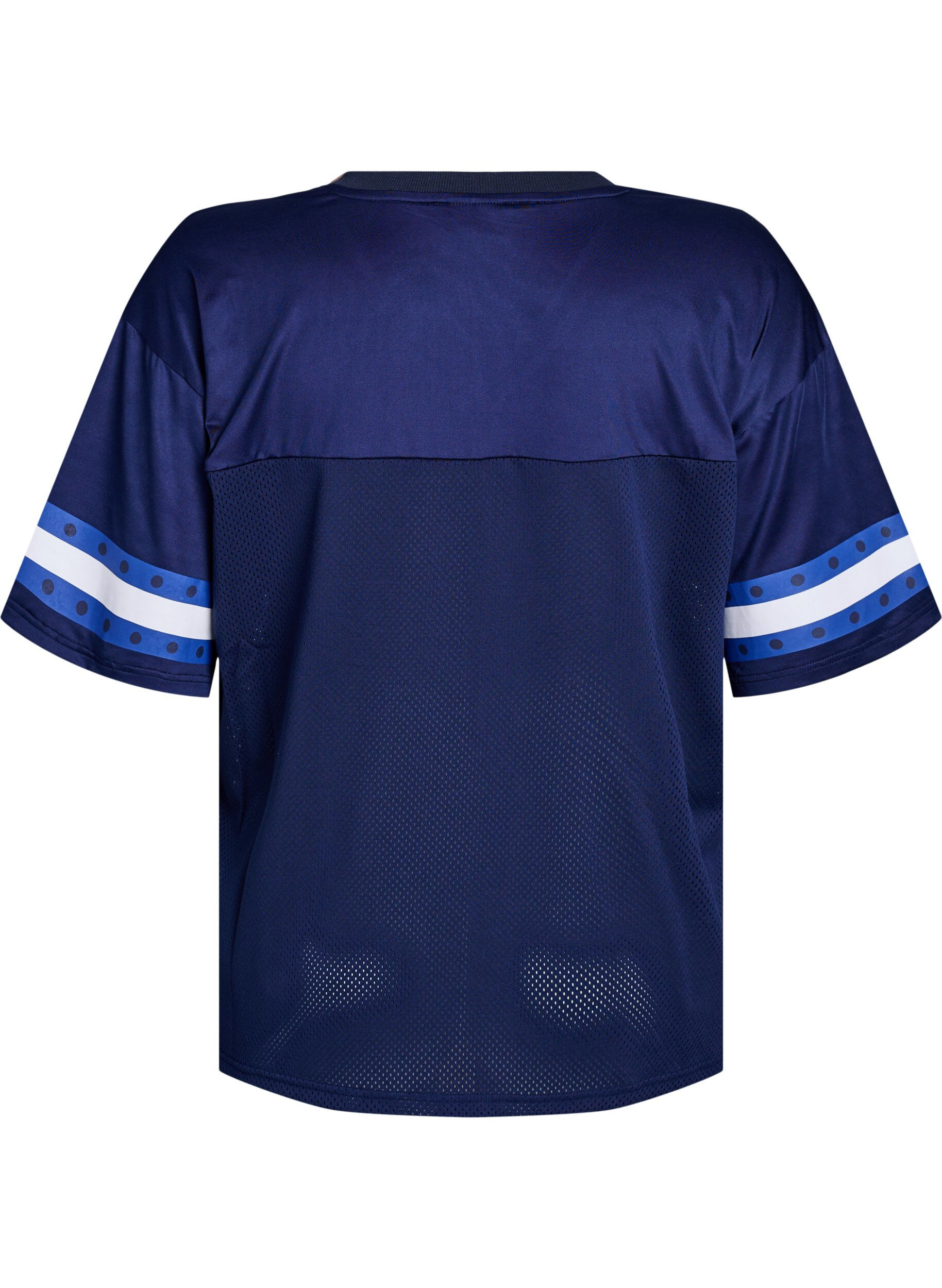 Zizzi Trainingsshirt mit V-Ausschnitt und Frontprint, Blau, Packshot image number 1
