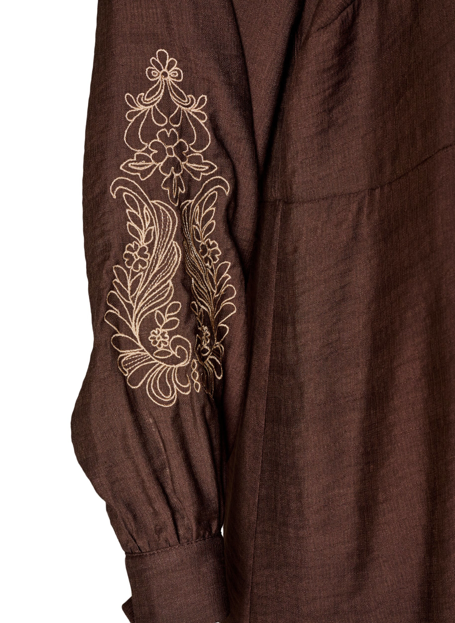 ZizziRobe en viscose avec broderies et volants &eacute;tag&eacute;s, Marron, Packshot image number 3