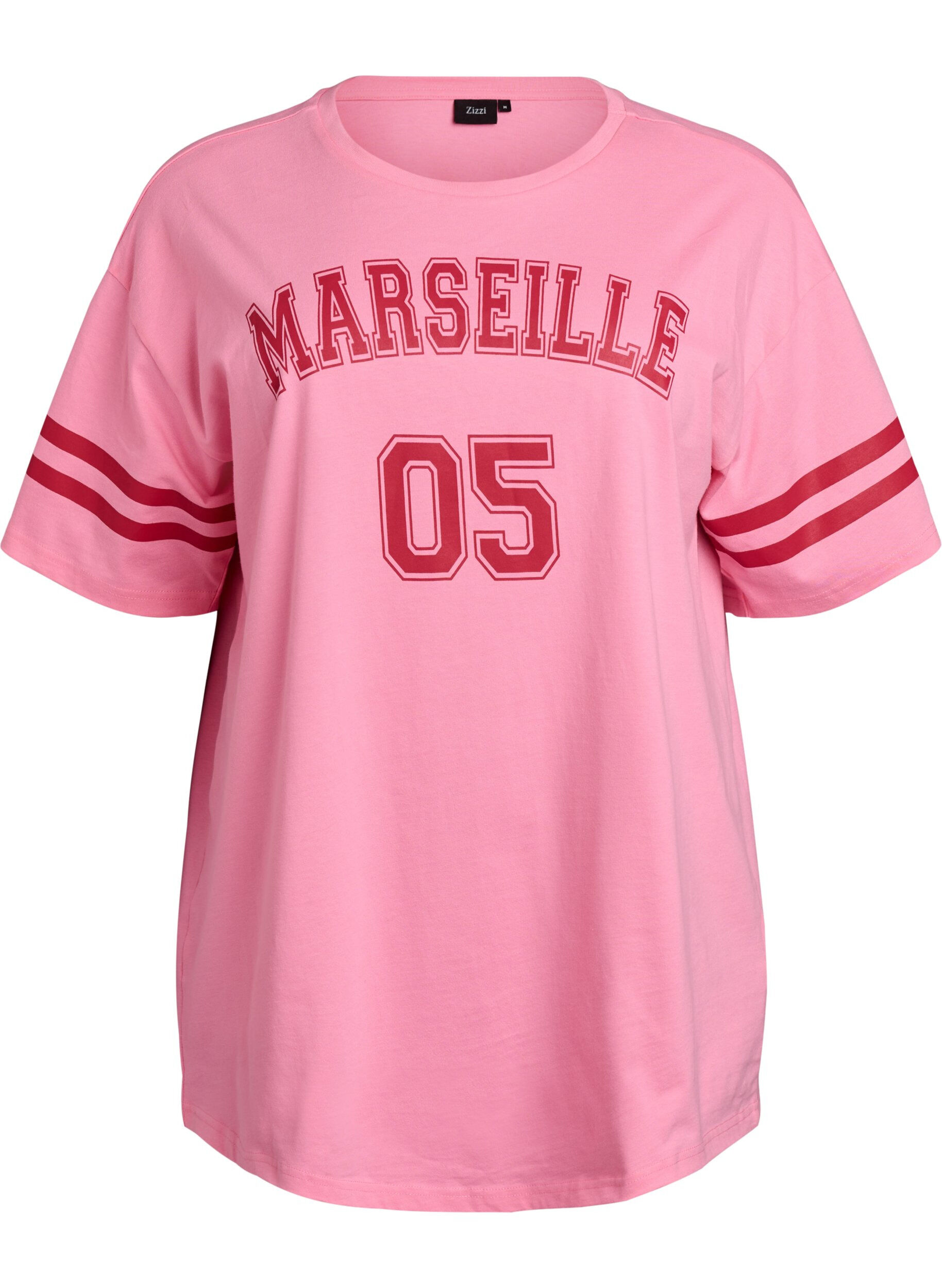 Zizzi Sportliches Oversize-College-T-Shirt, Pink, Packshot image number 0