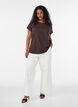 T-shirt &agrave; manches courtes en coton m&eacute;lang&eacute;, Marron, Model image number 1