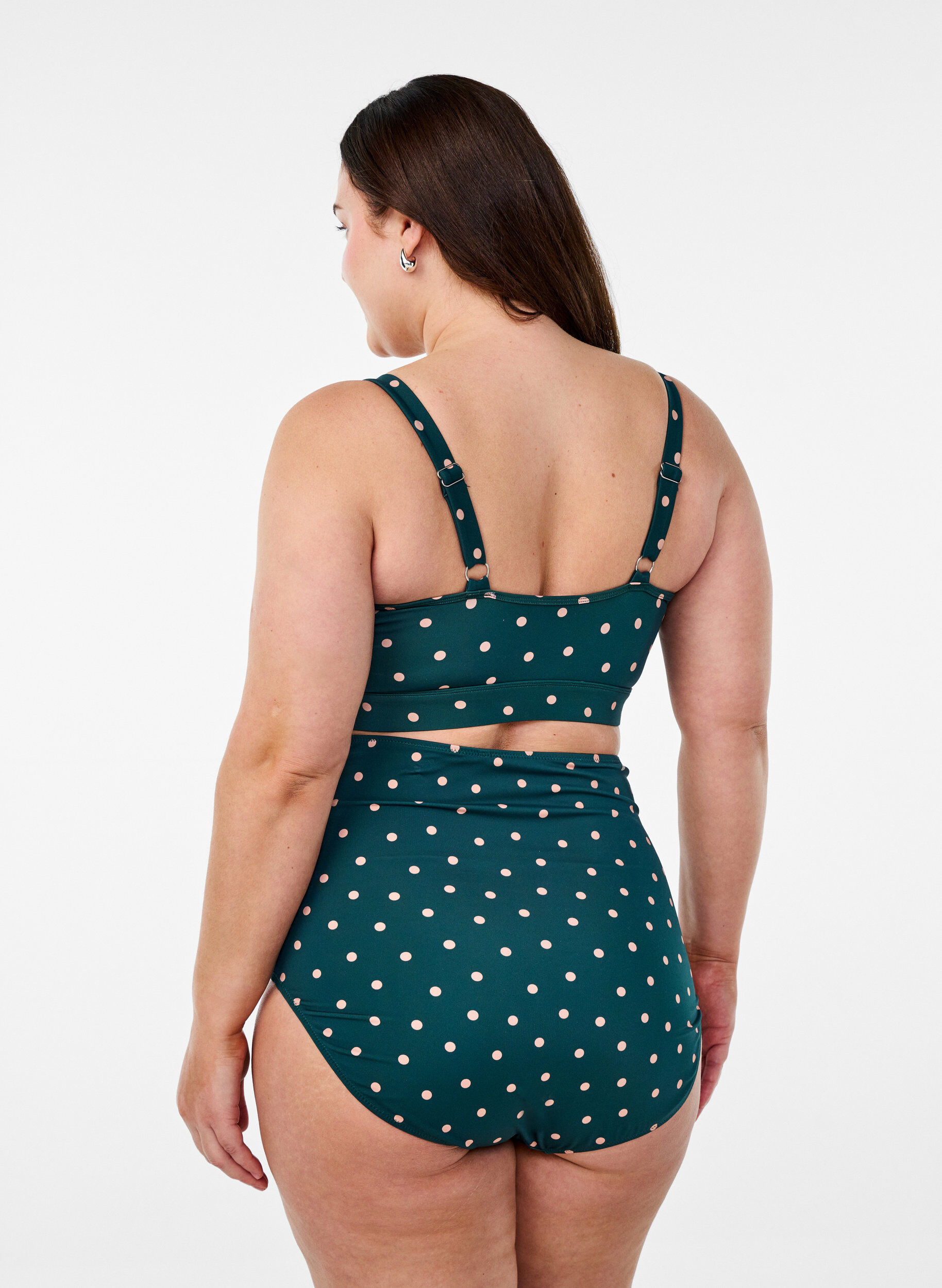 Zizzi Bikinioberteil mit Print und R&uuml;schendetails, Gr&uuml;n, Model image number 2
