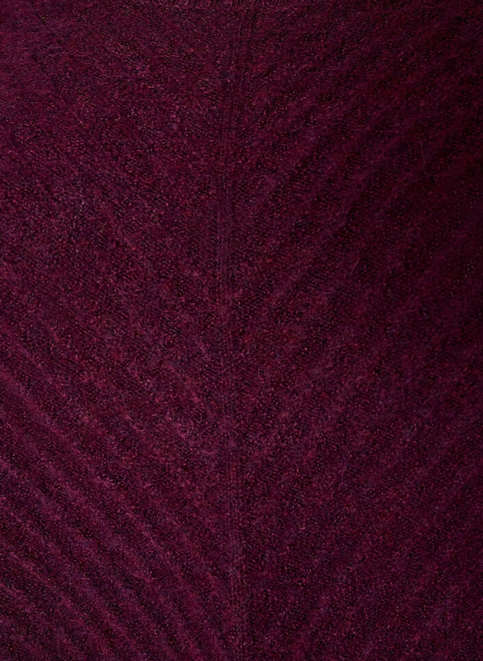 Robe courte en maille avec un motif textur&eacute; en V, Bordeaux, Packshot image number 2