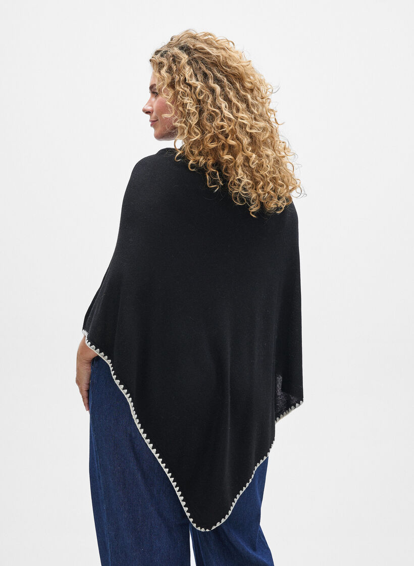 Poncho en maille fine, Noir, Model image number 2