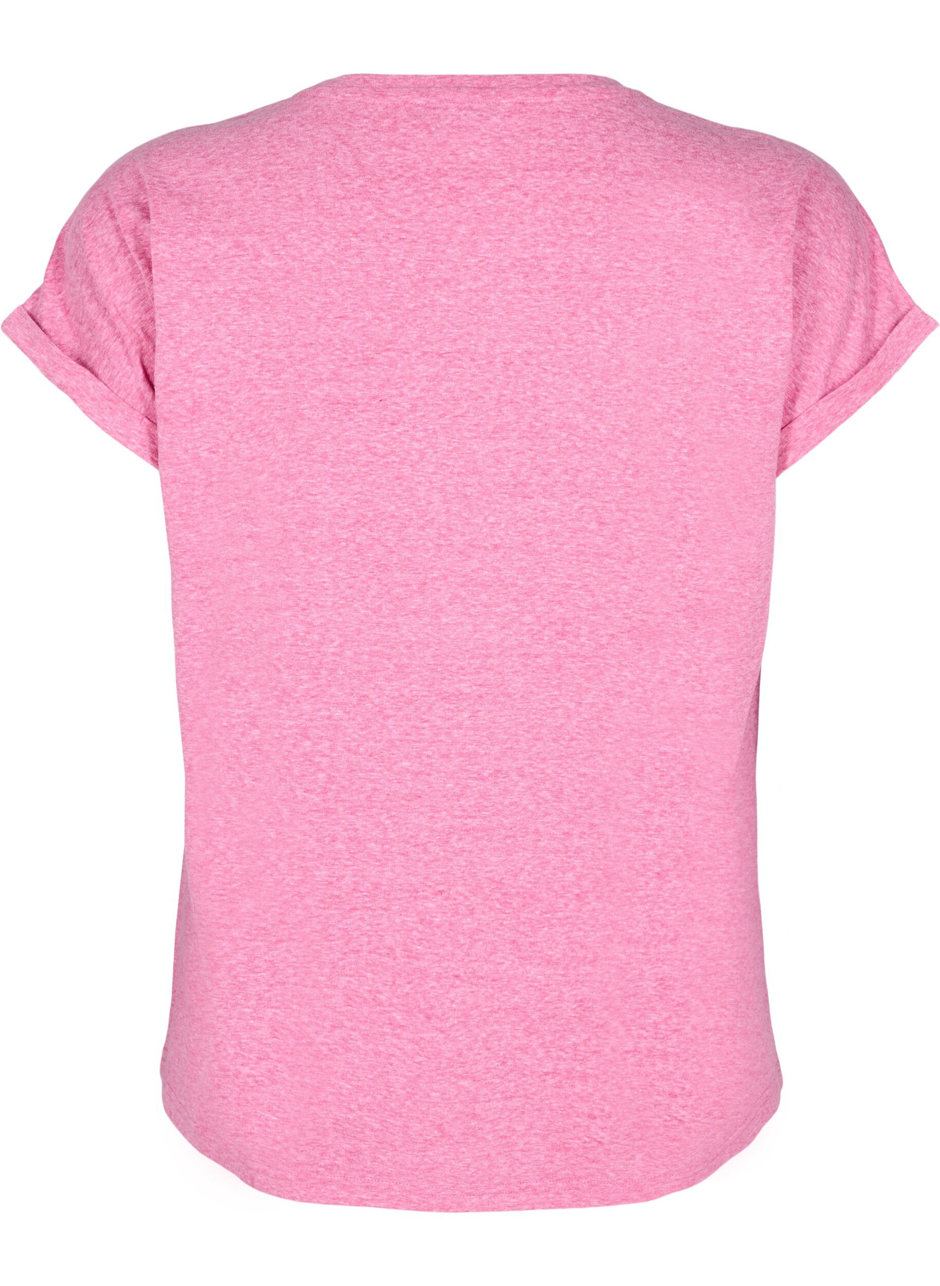 Zizzi T-shirt m&eacute;lang&eacute; &agrave; manches courtes, Rose, Packshot image number 1