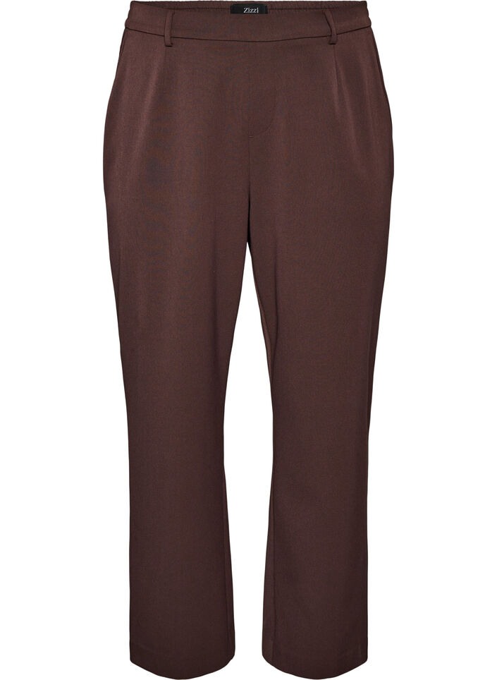Pantalon de costume taille haute coupe droite, Marron, Packshot image number 0
