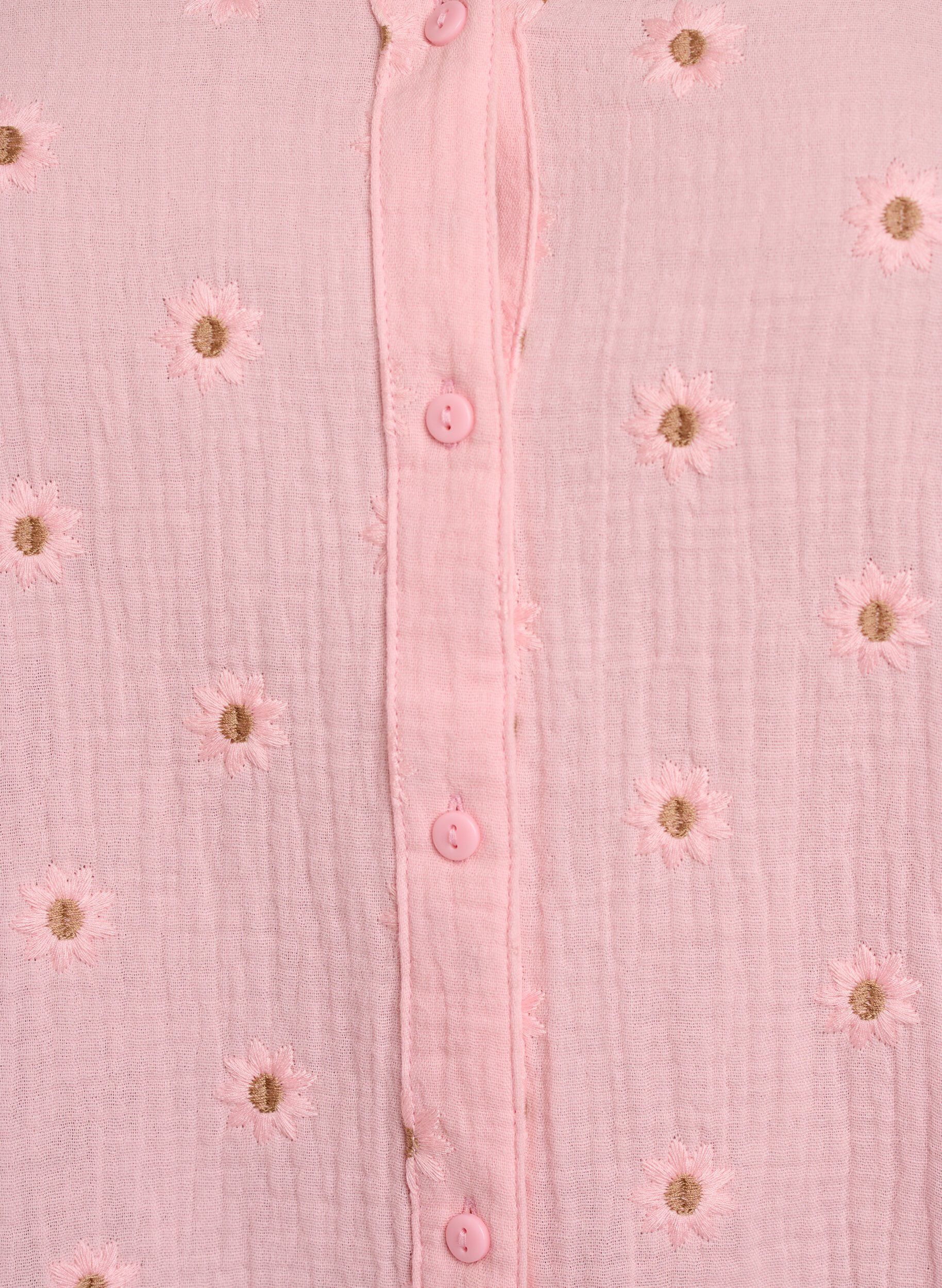 Zizzi Blouse &agrave; manches longues en mousseline de coton avec motifs brod&eacute;s, Rose, Packshot image number 2