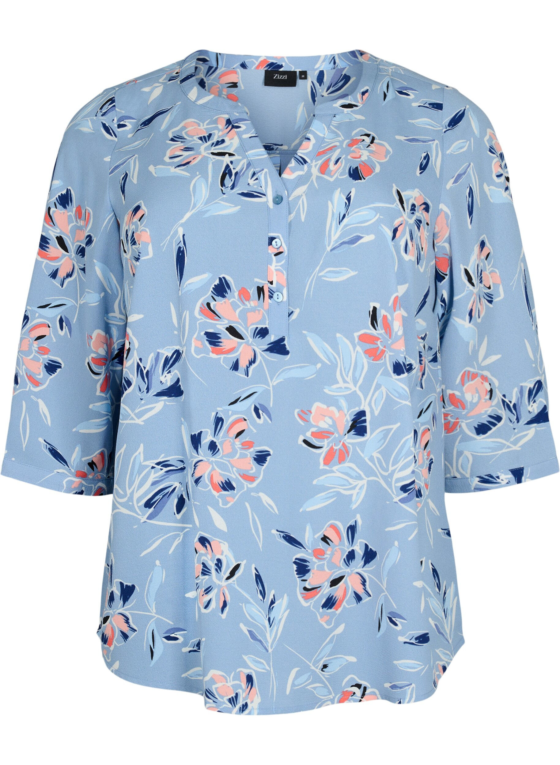 Zizzi Blouse &agrave; manches 3/4, Outline Flower, Packshot image number 0