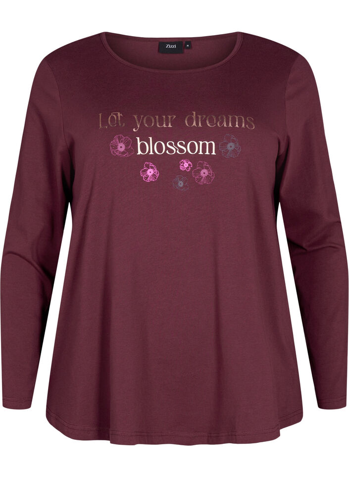 Nachthemd aus Baumwolle mit Text-Aufdruck, Rot, Packshot image number 0