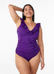 Maillot de bain avec volants et coussinets amovibles, Violet, Model image number 0