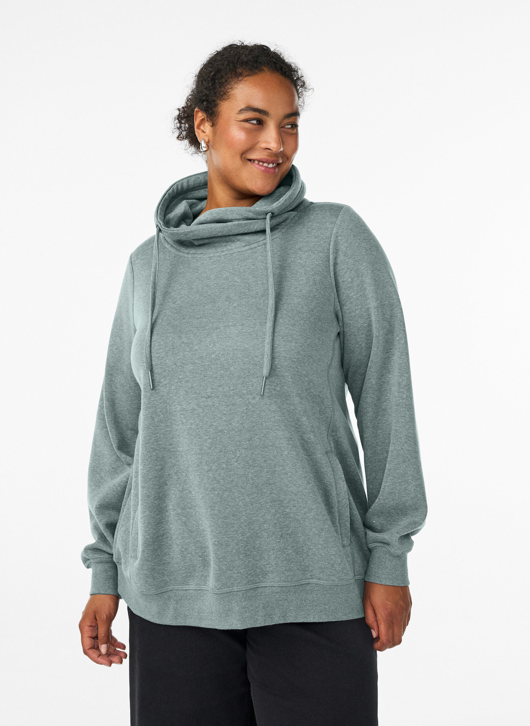 ZizziSweatshirt mit Stehkragen und Taschen, Gr&uuml;n, Model image number 0